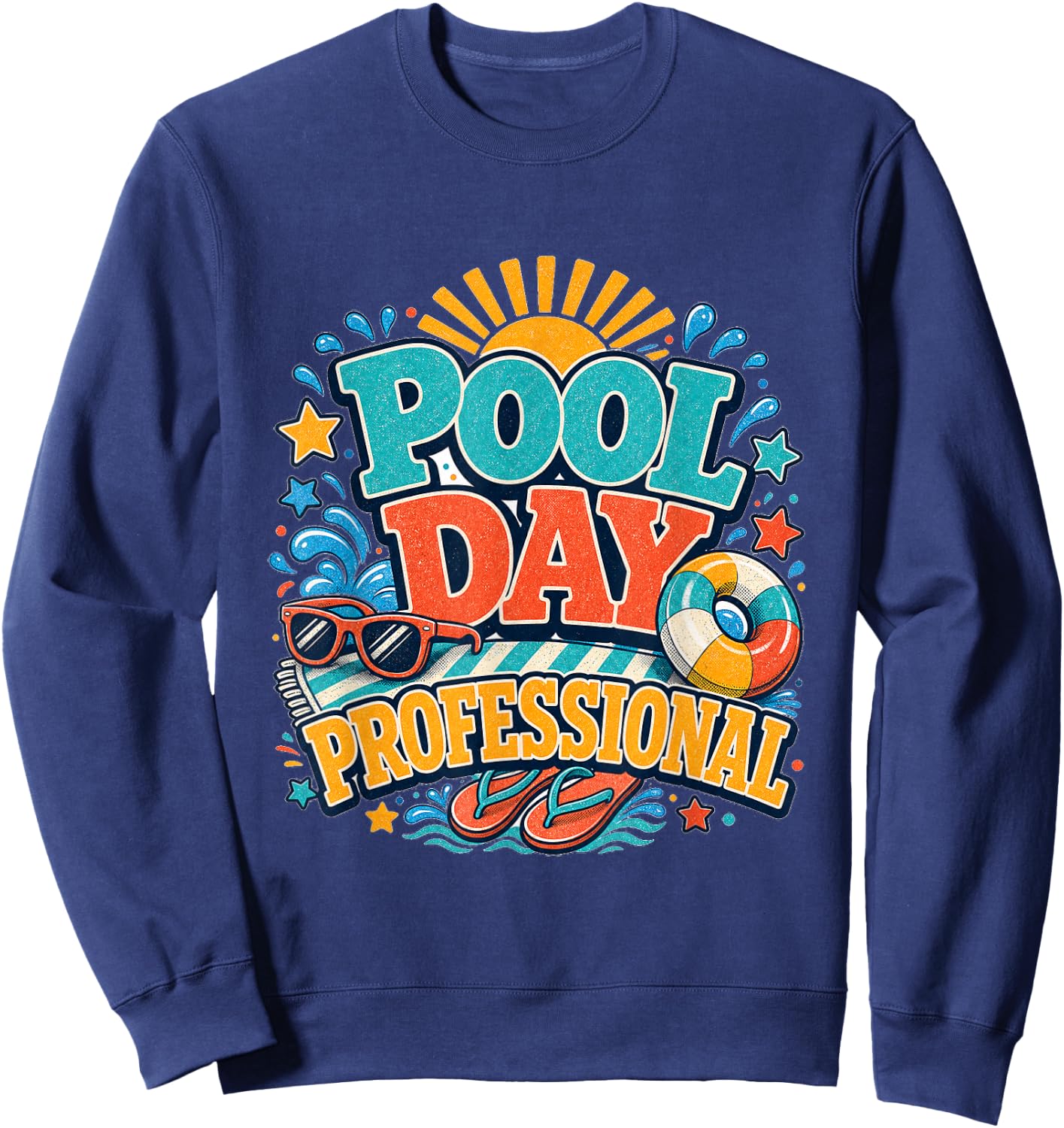Pool Day Professional Summer Swim Class Vacation Celebration Sweatshirt - Sweatshirt | Navy