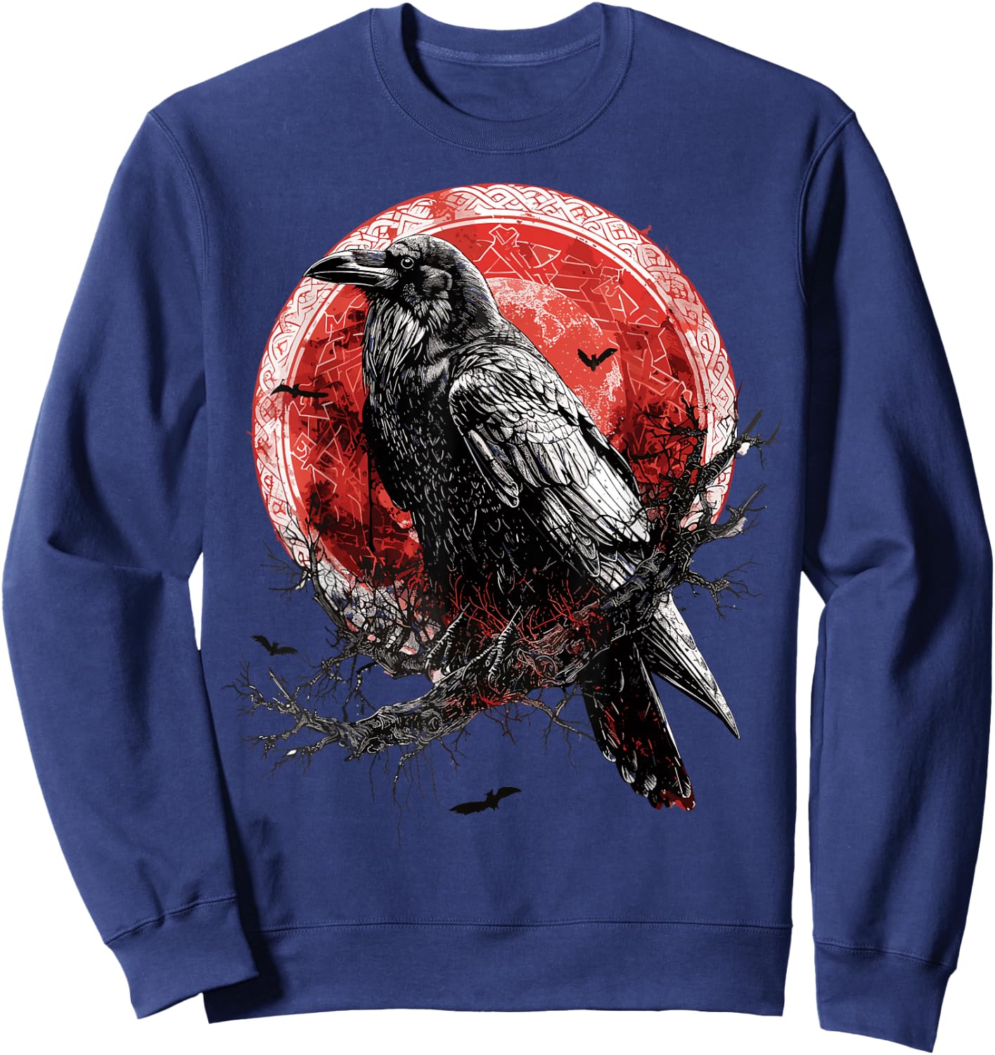 Odin Ravens Huginn & Muninn Vegvisir Vikings Myth Norse Sweatshirt - Sweatshirt | Navy