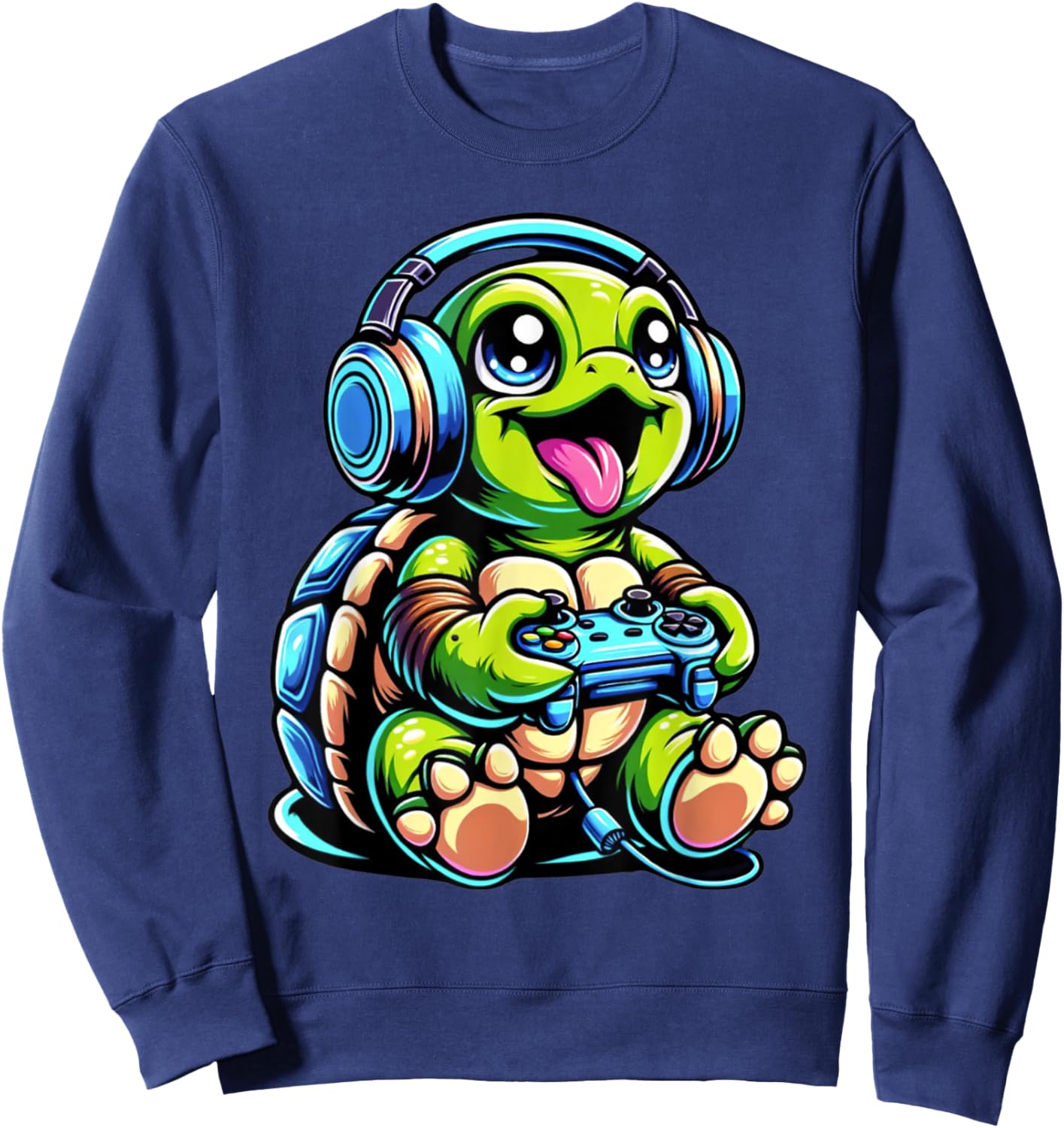 Funny Turtle Gamer Gaming Turtles Video Game Sweatshirt - Sweatshirt | Navy