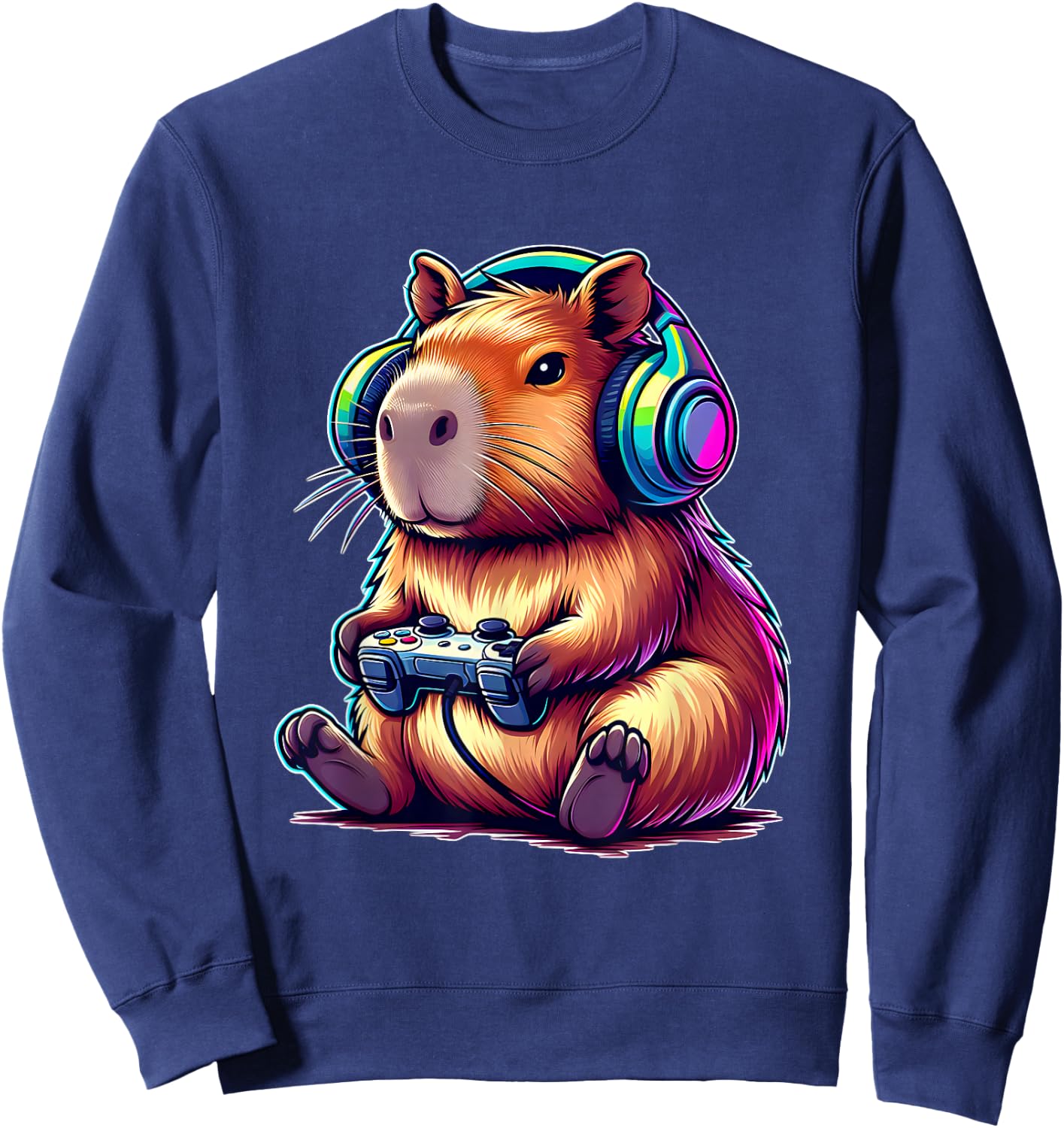 Capybara Funny Video Games Capybara , black Sweatshirt - Sweatshirt | Navy