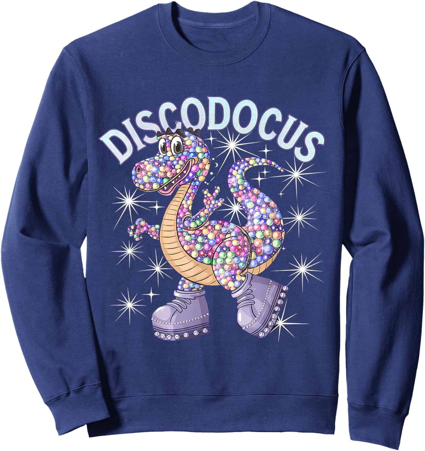 Disco Dino Diplodocus Disco Dance Lover 1970s Disco Party Sweatshirt - Sweatshirt | Navy