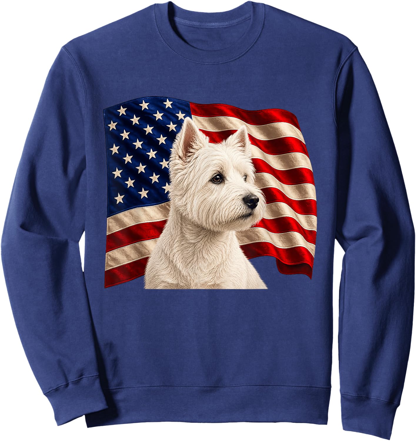 Patriotic 4th July USA Flag West Highland Terrier Sweatshirt - Sweatshirt | Navy