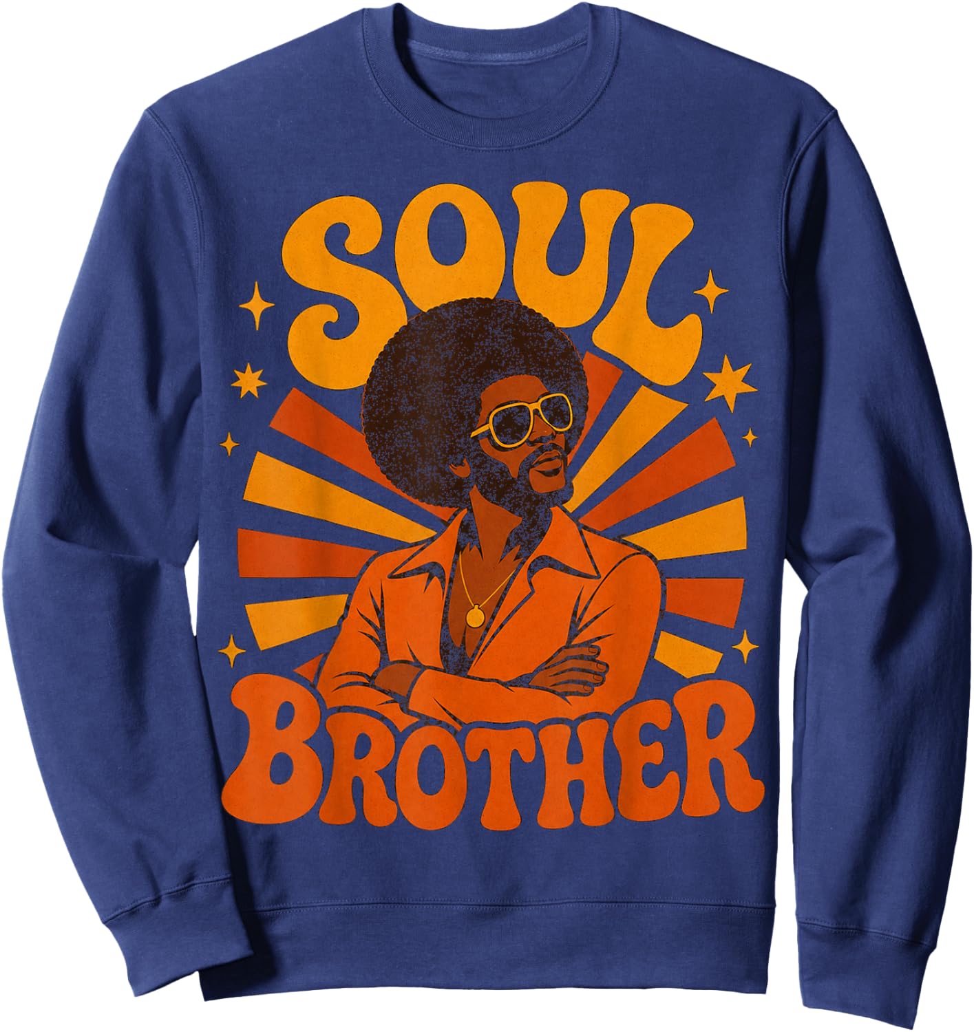 Retro 70s Soul Brother Afro Design Sweatshirt - Sweatshirt | Navy