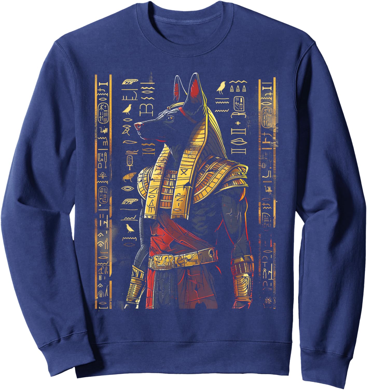 Anubis Egyptian Hieroglyphics Egyptian God Sweatshirt - Sweatshirt | Navy