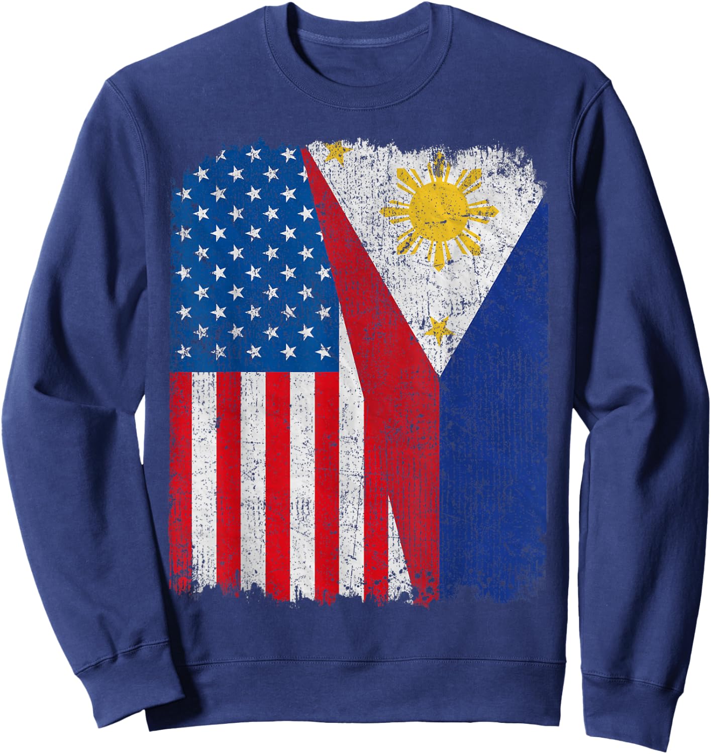 Filipino American Flag Half USA Philippines Root Proud Sweatshirt - Sweatshirt | Navy