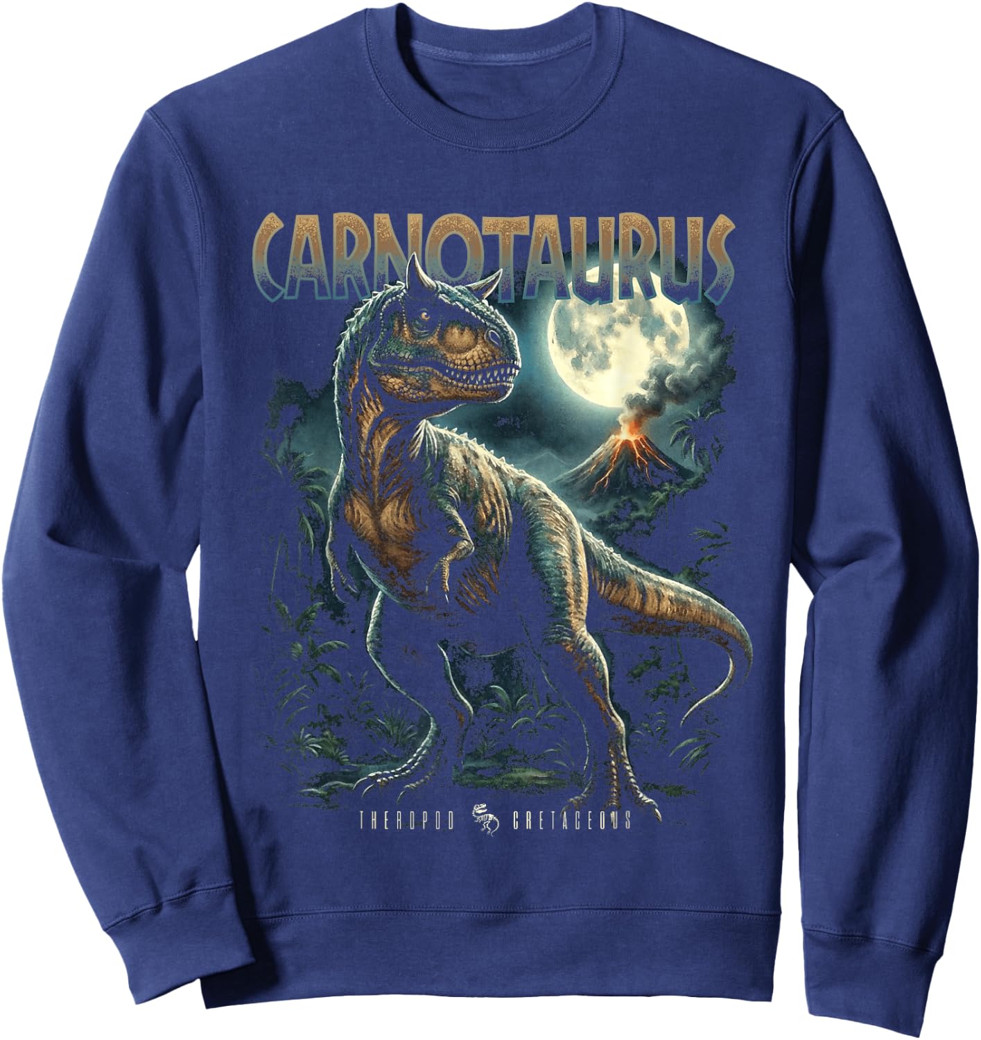 Vintage Carnotaurus 90er Bootleg Dinosaurier prähistorischer Dino Sweatshirt - Sweatshirt | Navy