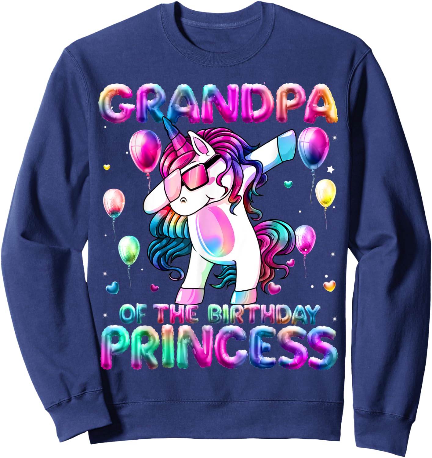 Grandpa of the Birthday Princess Girl Dabbing Unicorn Papa Sweatshirt - Sweatshirt | Navy