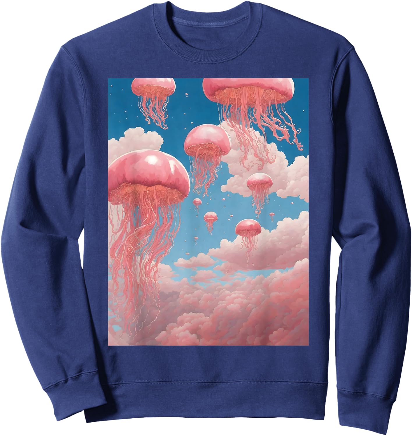 Jellyfish Pink Weirdcore Dreamcore Pastel Aesthetic Sweatshirt - Sweatshirt | Navy