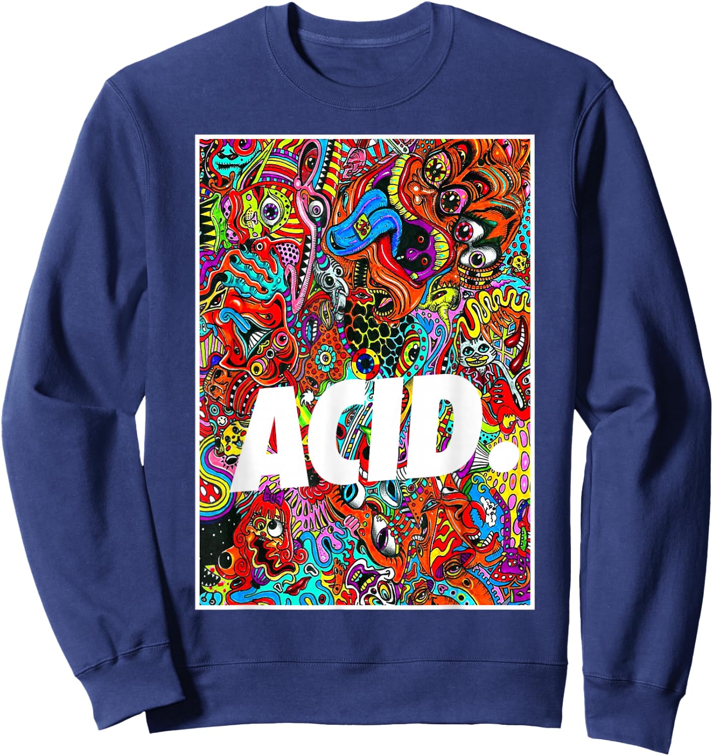 ACID | LSD , Goa, Trip, Rave, Festival, Techno , Black, S Sweatshirt - Sweatshirt | Navy