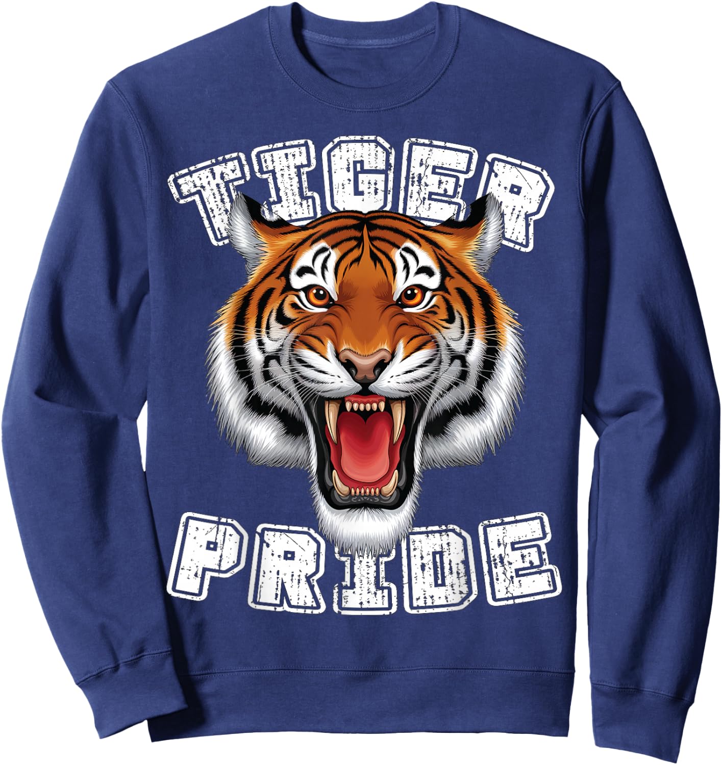 Tiger Pride Raor Retro Tiger School Sports Team Sweatshirt - Sweatshirt | Navy