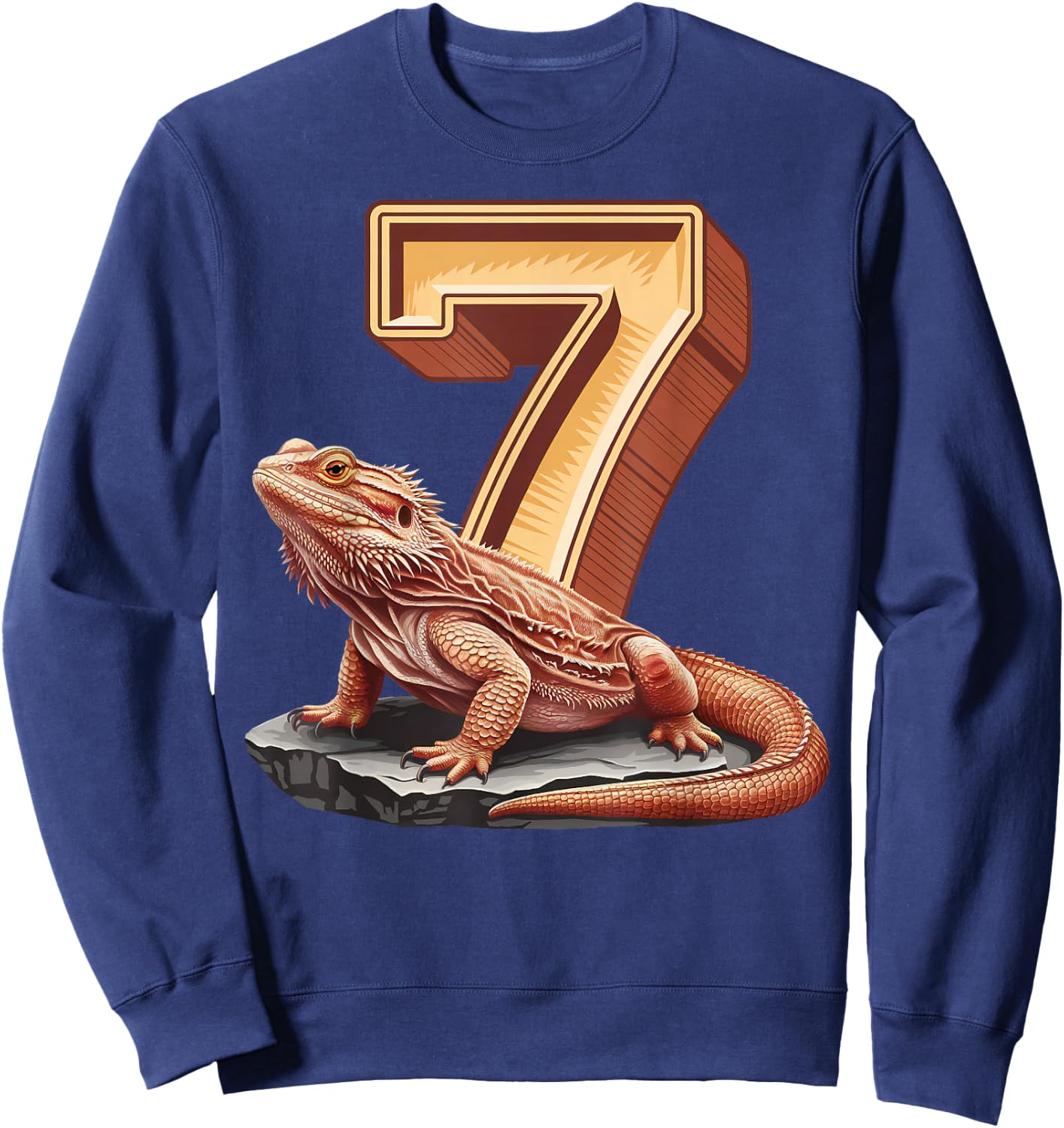 7 Year Old Bearded Dragon Reptile 7th Birthday Party Repti Sweatshirt - Sweatshirt | Navy
