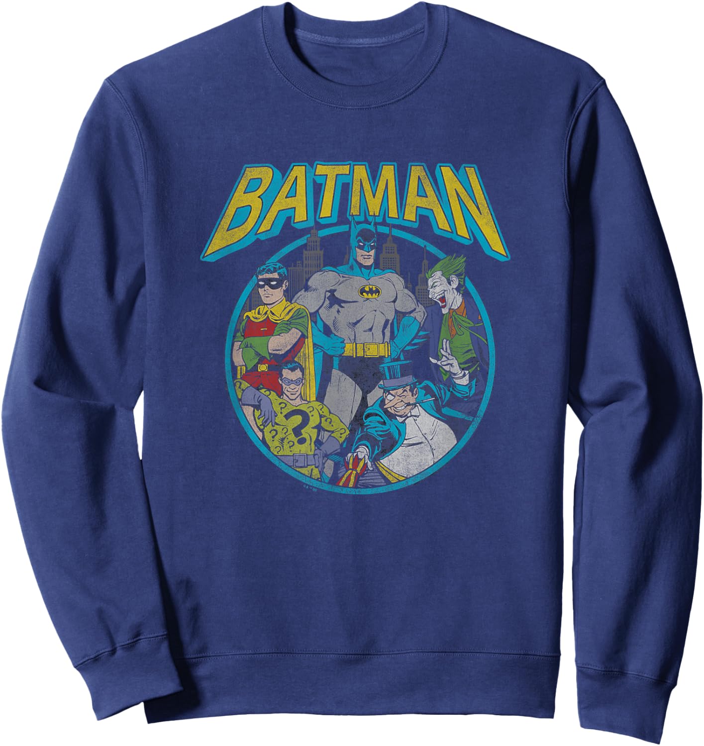 DC Comics Batman Frenemies Vintage Circle Group Shot Sweatshirt - Sweatshirt | Navy
