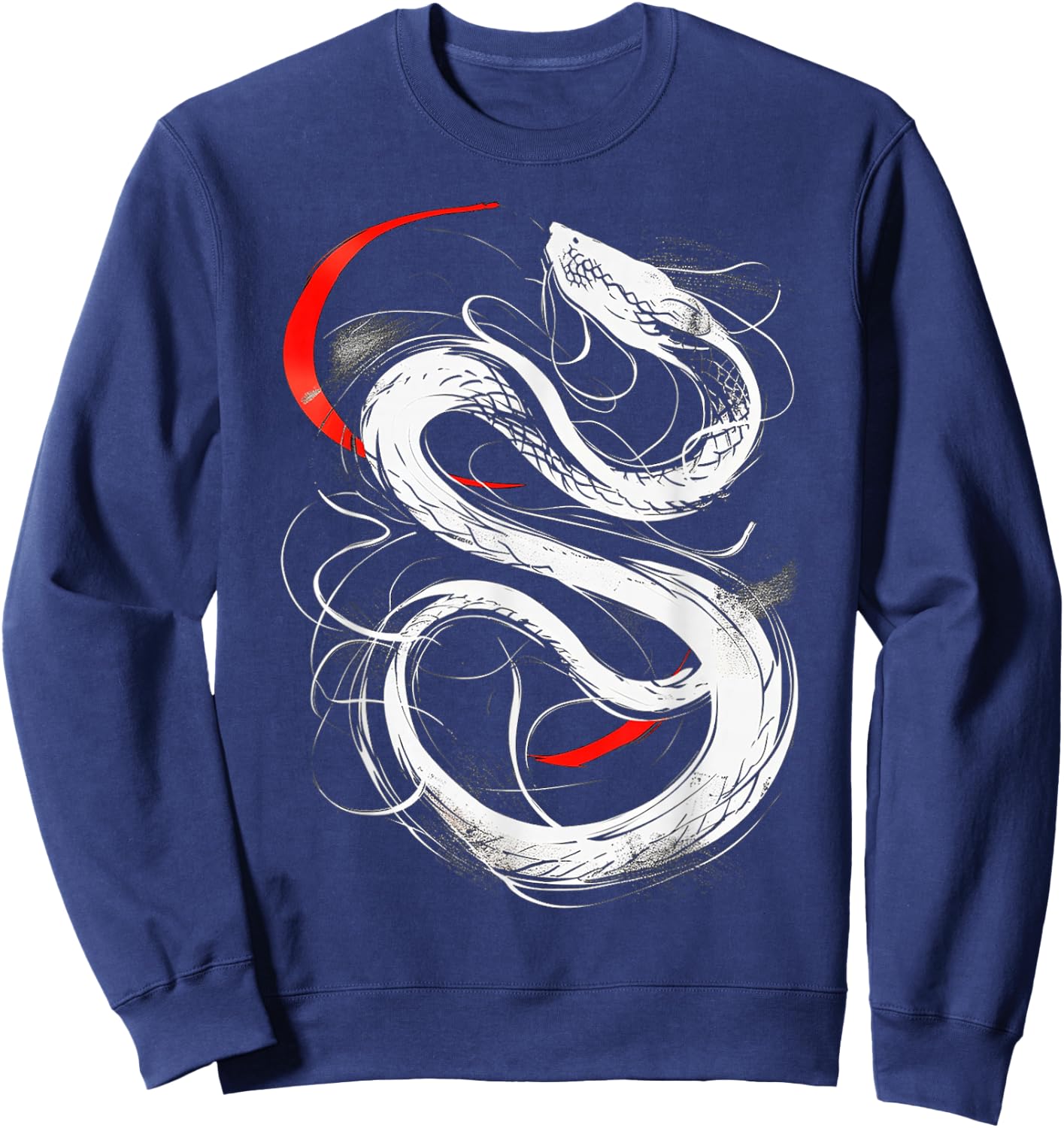 Snake Art Drawing Animal Love Abstract Graphic Snake Sweatshirt - Sweatshirt | Navy