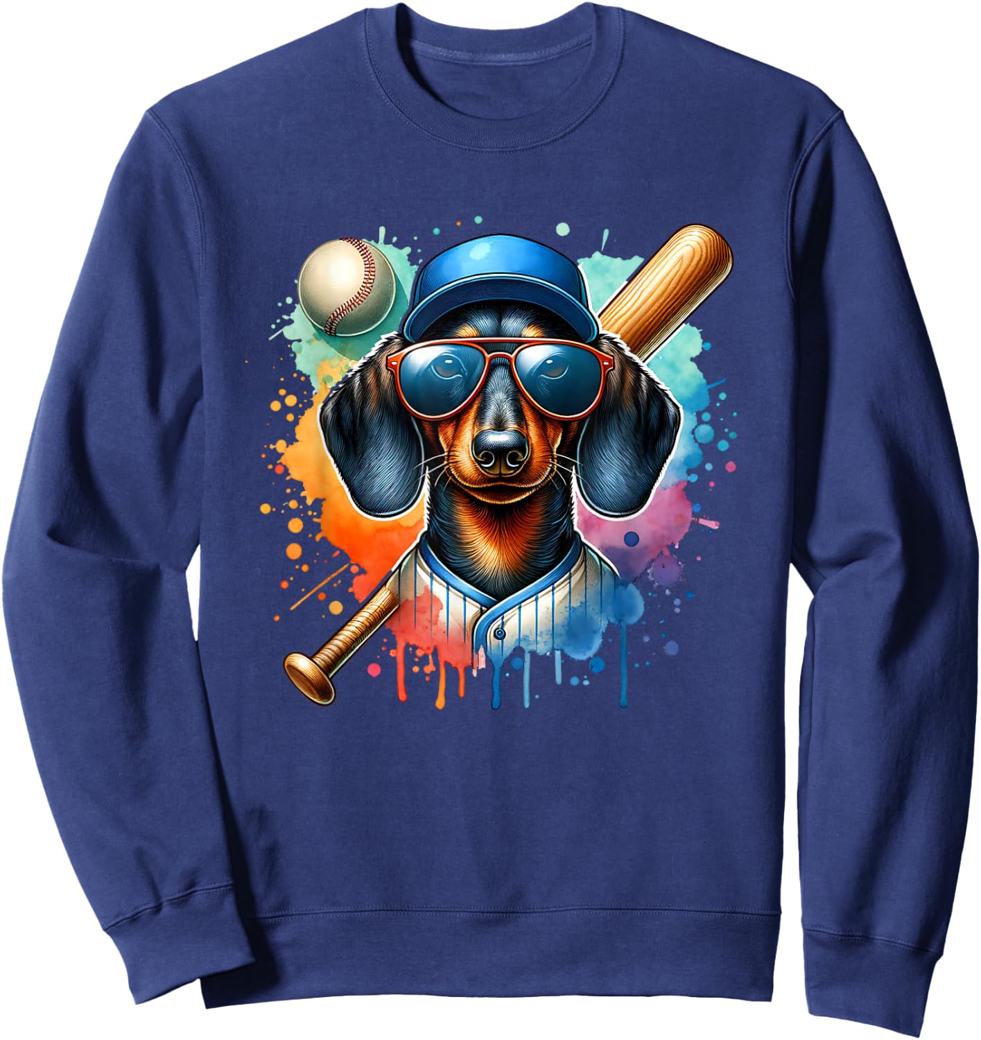 Dachshund Wiener Dog Baseball Player Sport Team Women Girls Kids Sweatshirt - Sweatshirt | Navy