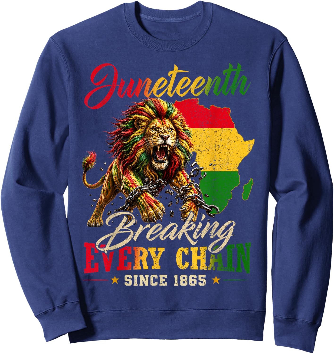 Juneteenth 1865 Lion Black African June 19th Men Women Kids Sweatshirt - Sweatshirt | Navy