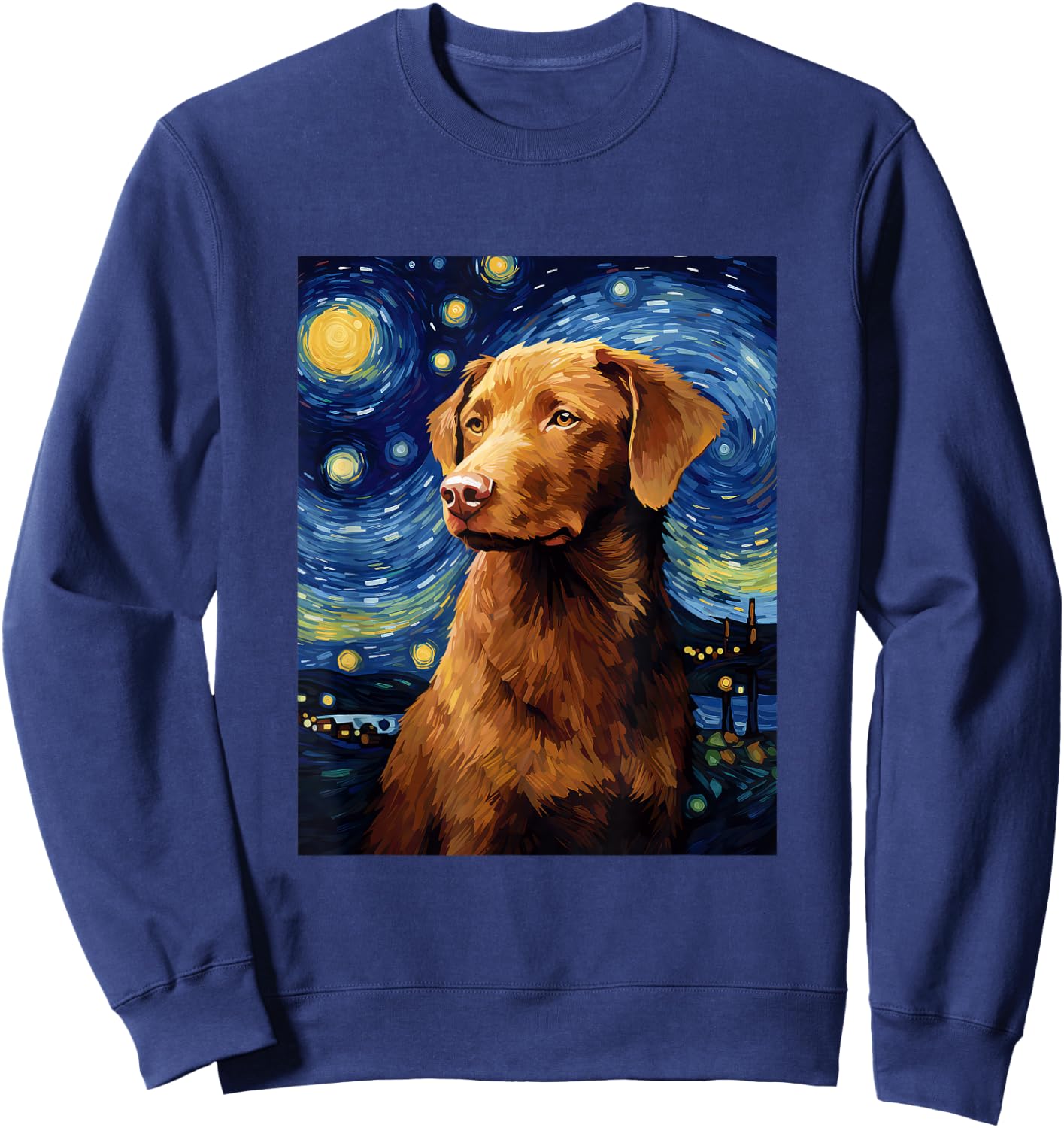 West Chesapeake Bay Retriever Starry Night Van Gogh Sweatshirt - Sweatshirt | Navy