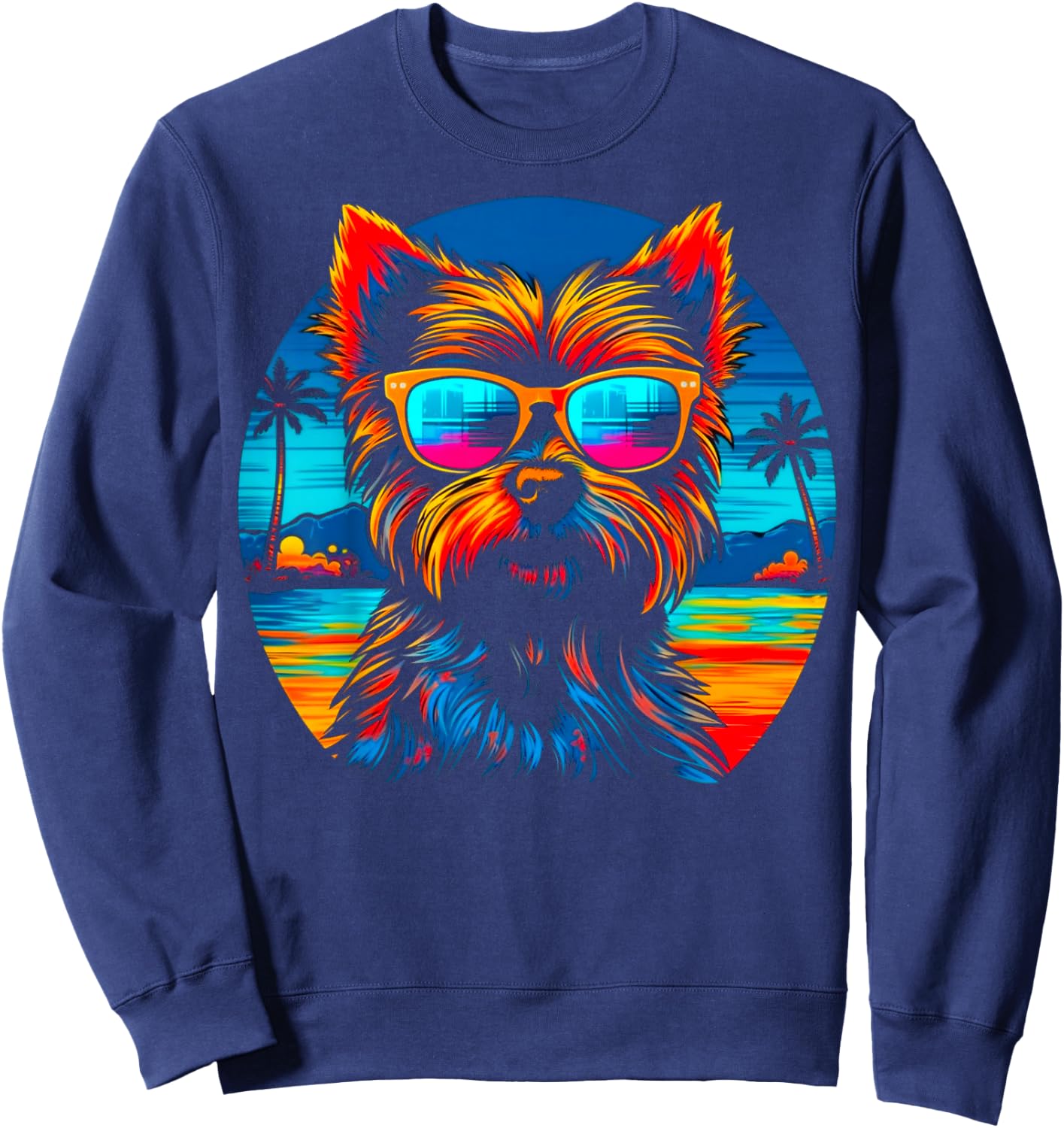 Yorkie Dog Yorkshire Terrier Summer Party Sweatshirt - Sweatshirt | Navy