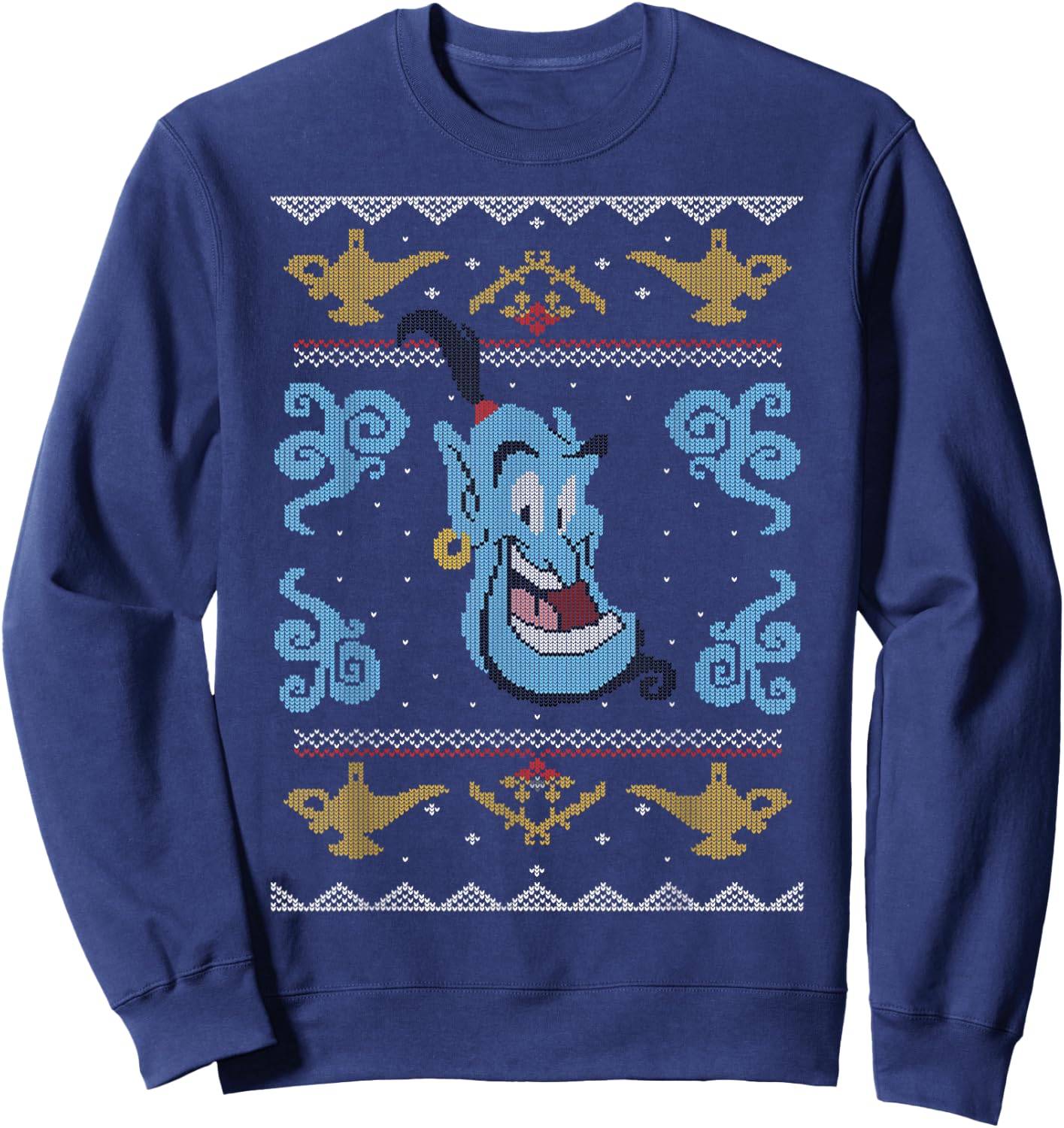 Disney Aladdin Genie Ugly Christmas Sweater Design Sweatshirt - Sweatshirt | Navy