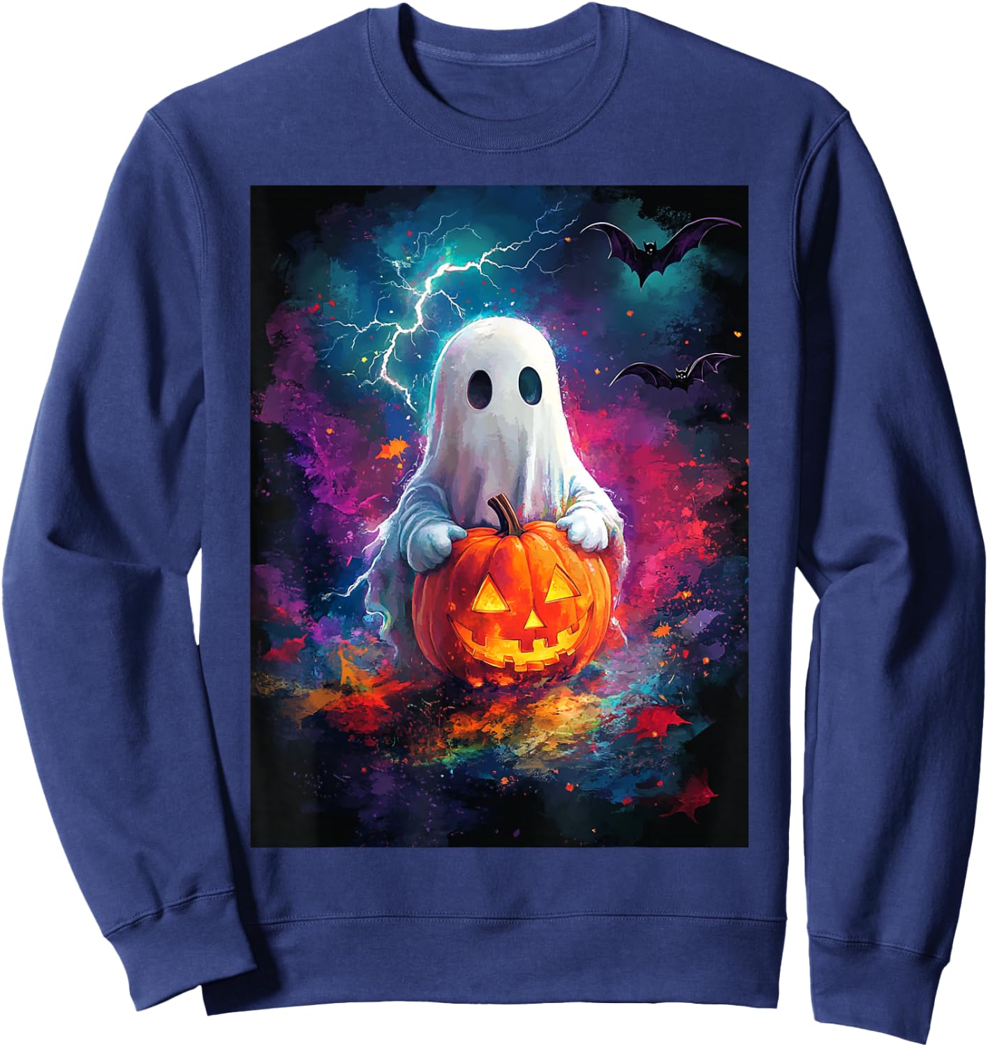 Halloween Girls Design Boys Ghost Pumpkin Kids Halloween Sweatshirt - Sweatshirt | Navy