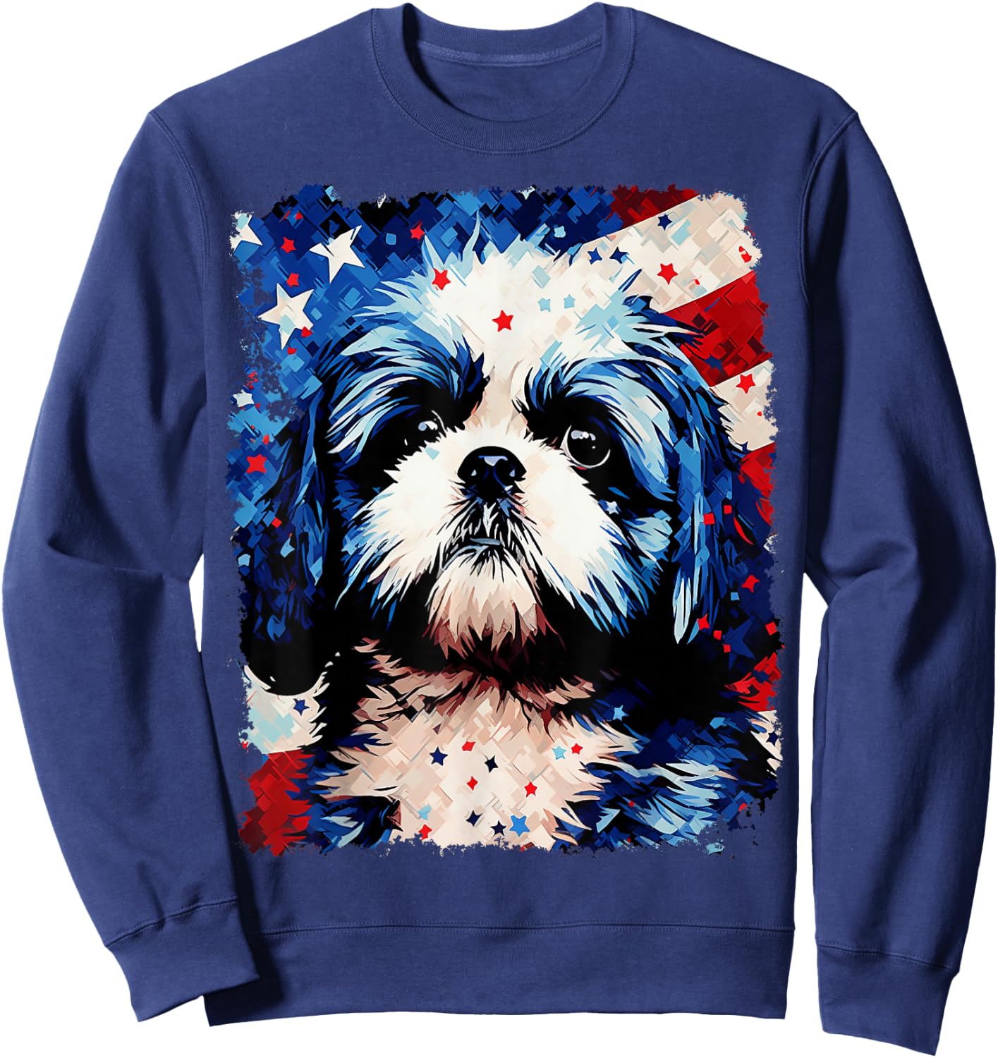 Dog Shih Tzu USA Patriotic 4th of July Sweatshirt - Sweatshirt | Navy