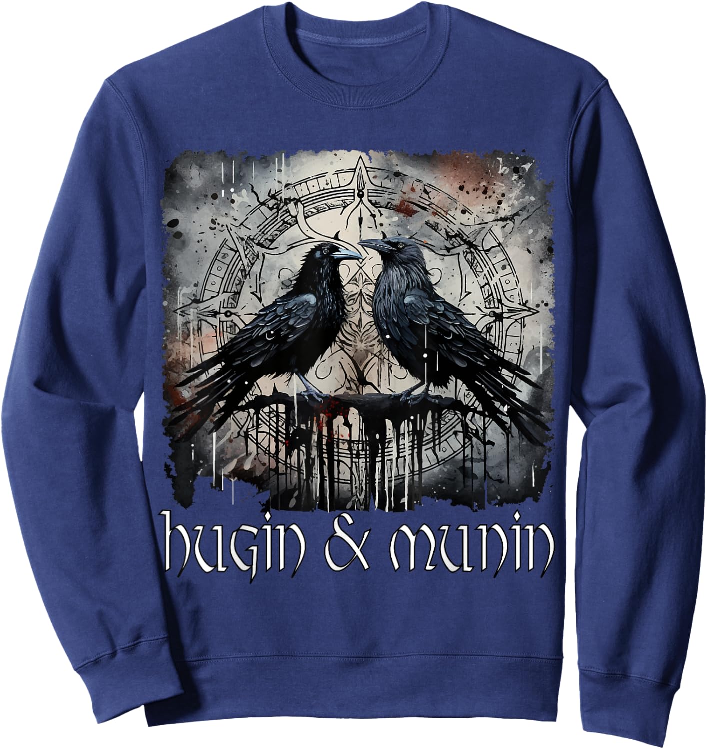 Hugin & Munin die Raben Odins Wikinger Nordische Mythologie Sweatshirt - Sweatshirt | Navy