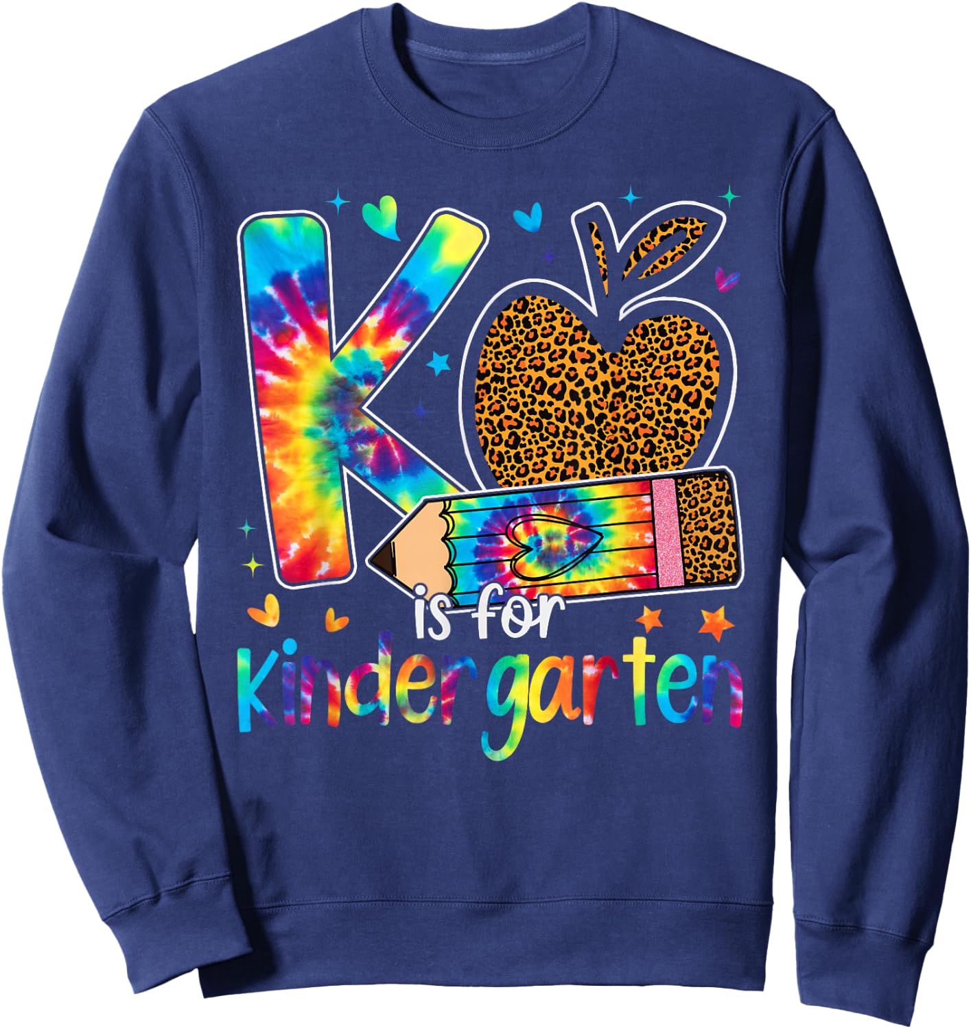 K Is For Kindergarten Teacher Leopard Back To School Sweatshirt - Sweatshirt | Navy