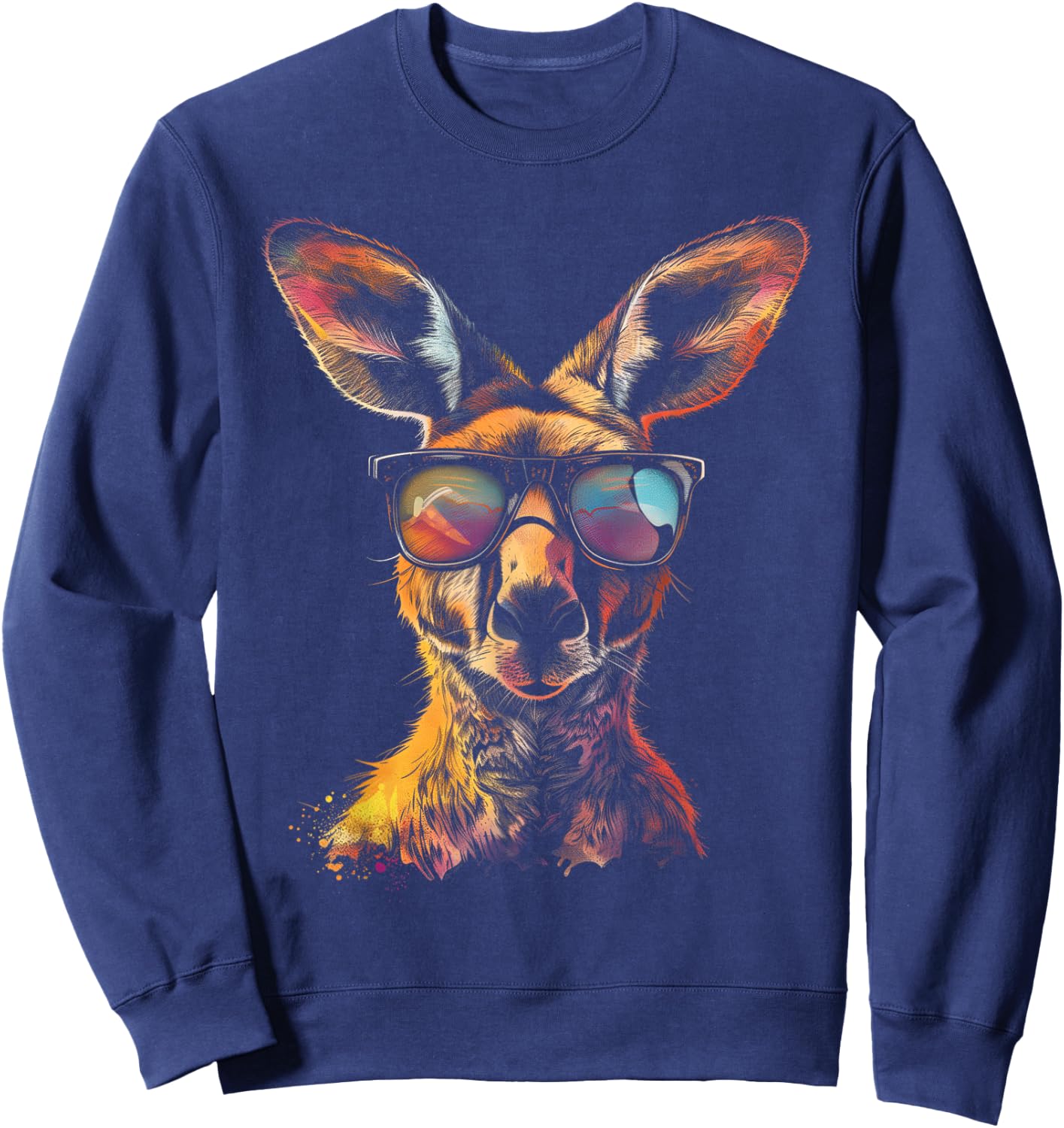 Kangaroo Wearing Sunglasses Colourful Funny Animal Australia Sweatshirt - Sweatshirt | Navy