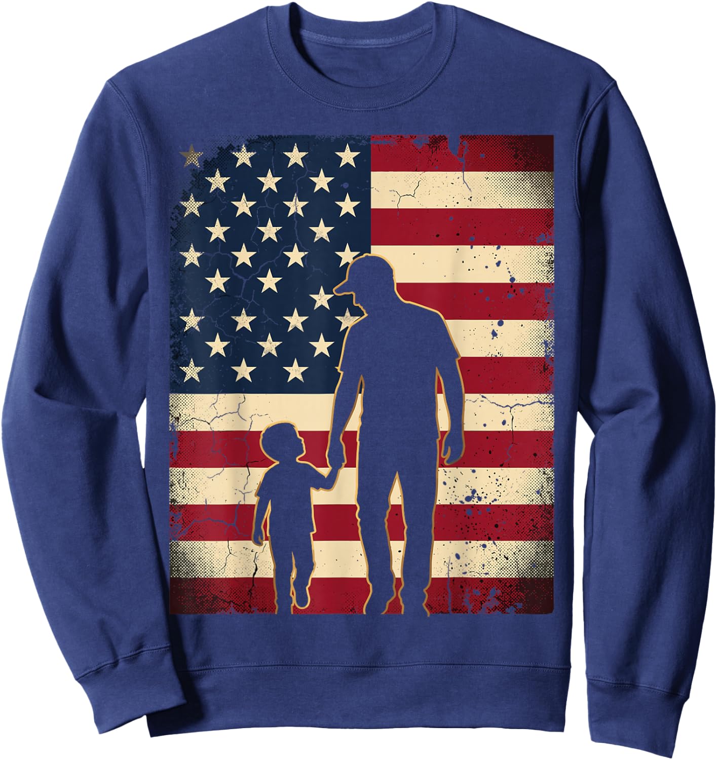 Father Son USA American Flag Patriotic Dads Family Boys Men Sweatshirt - Sweatshirt | Navy