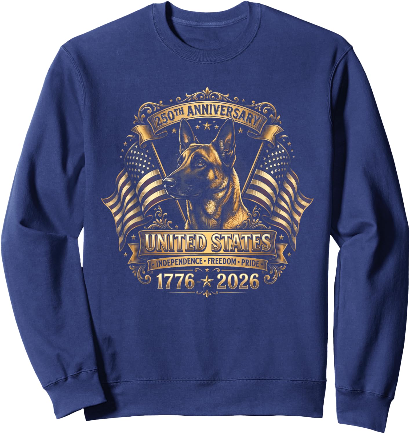Belgian Malinois 250 Year USA Anniversary Sweatshirt - Sweatshirt | Navy