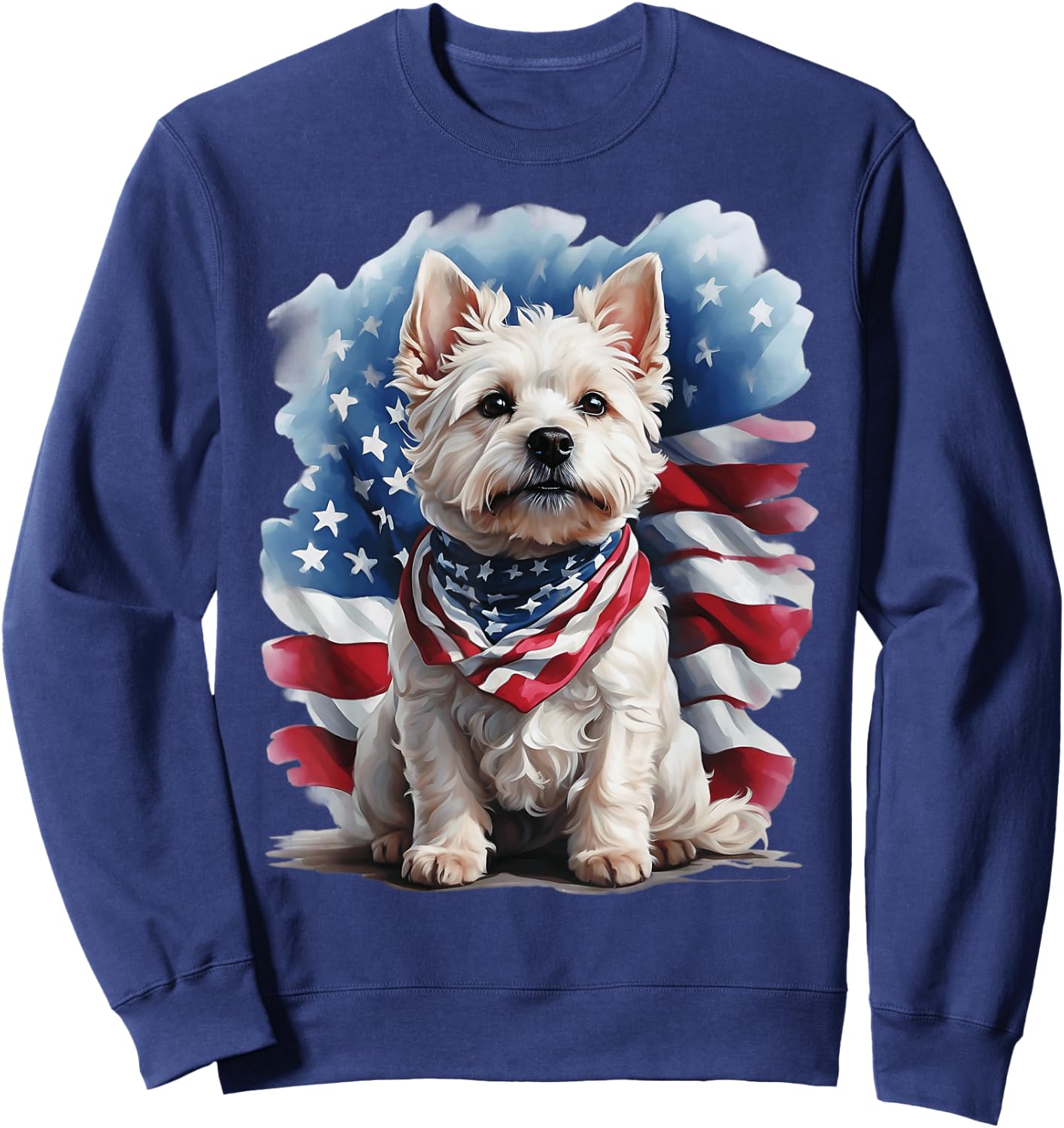 Patriotic West Highland Terrier Westie lovers delight Sweatshirt - Sweatshirt | Navy