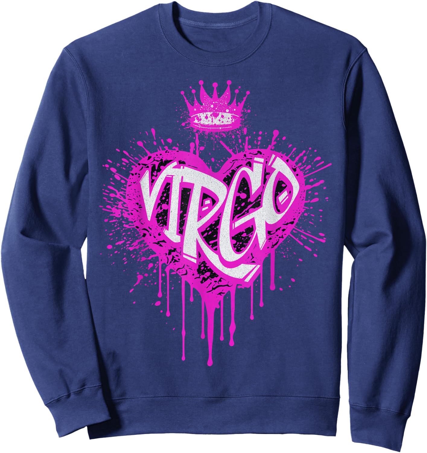 Virgo Airbrush Graffiti Heart Zodiac Astrology Design Sweatshirt - Sweatshirt | Navy