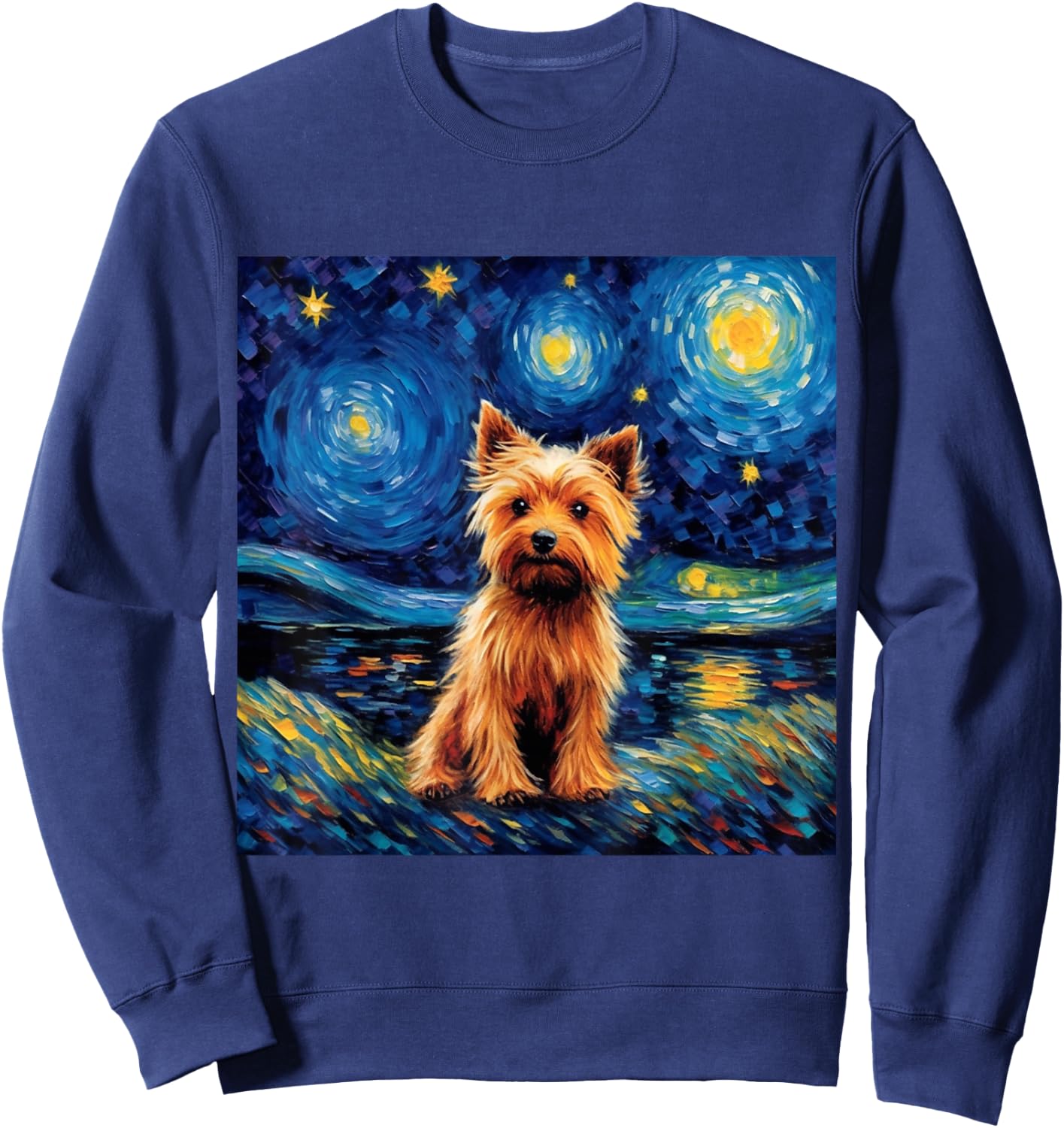 Silky Terrier Starry Night - Silky Terrier Sweatshirt - Sweatshirt | Navy