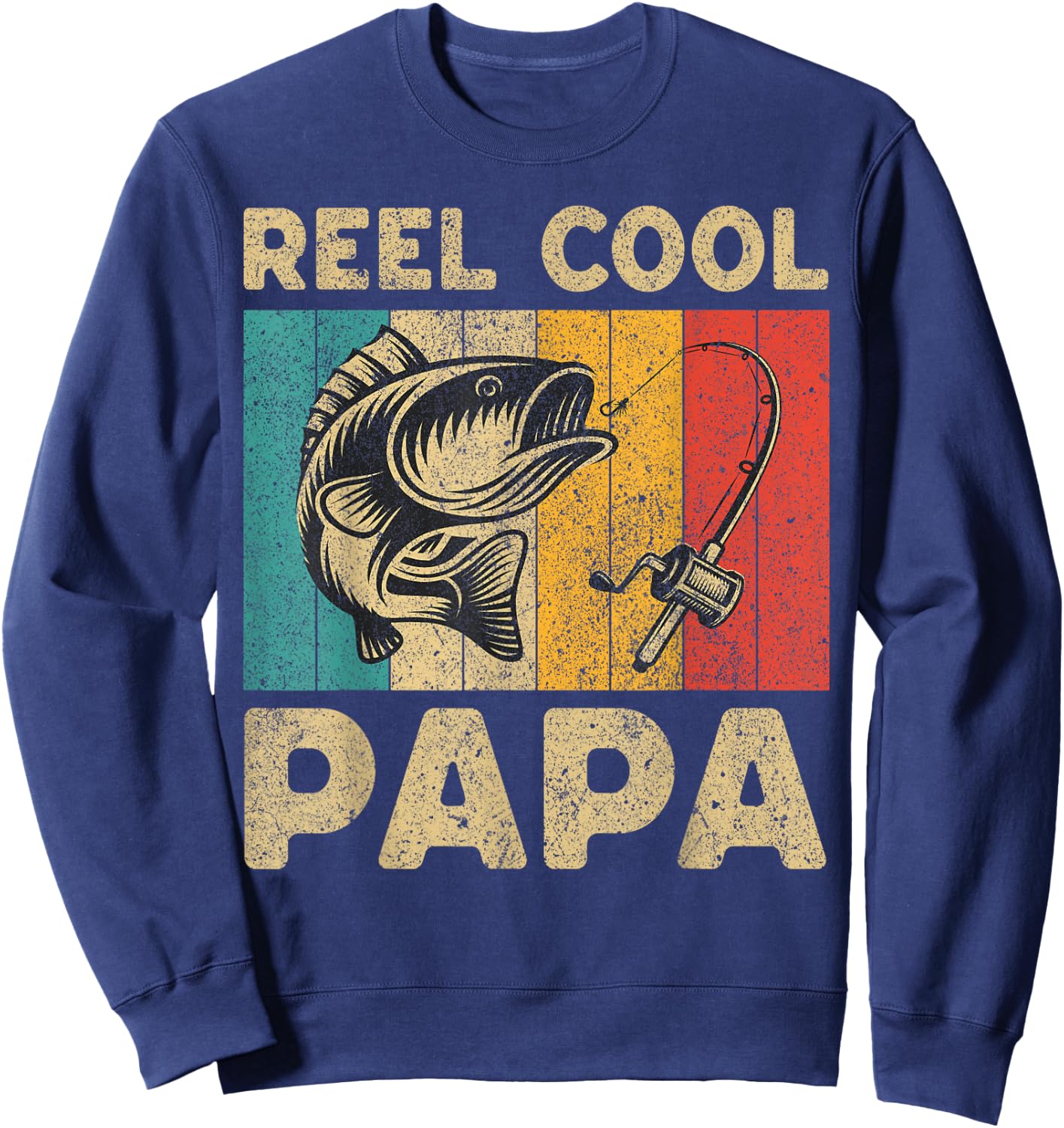 Father's Day Present Funny Fishing Reel Cool Papa Sweatshirt - Sweatshirt | Navy