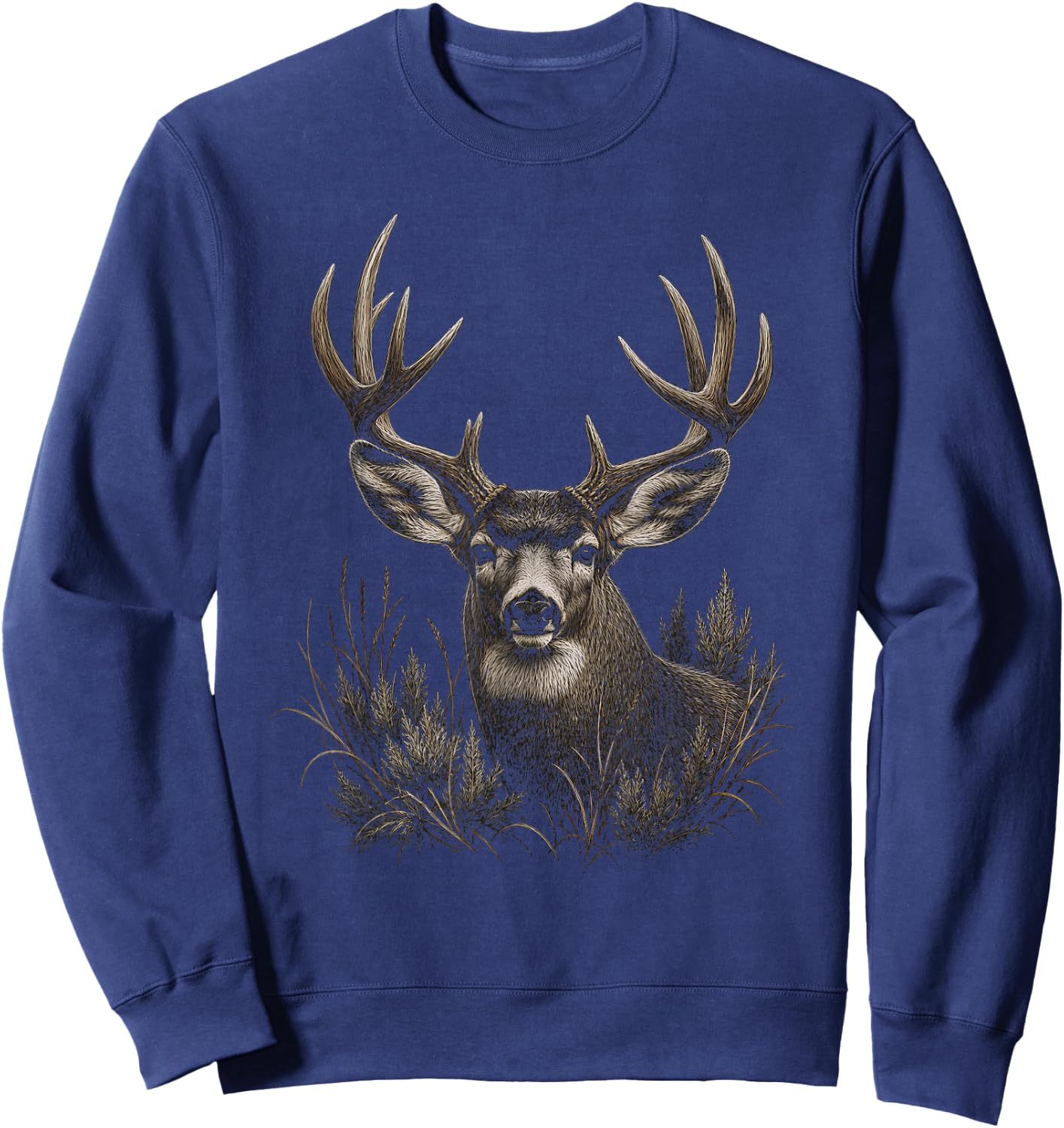 Mule Deer Graphic Artwork Design Sweatshirt - Sweatshirt | Navy