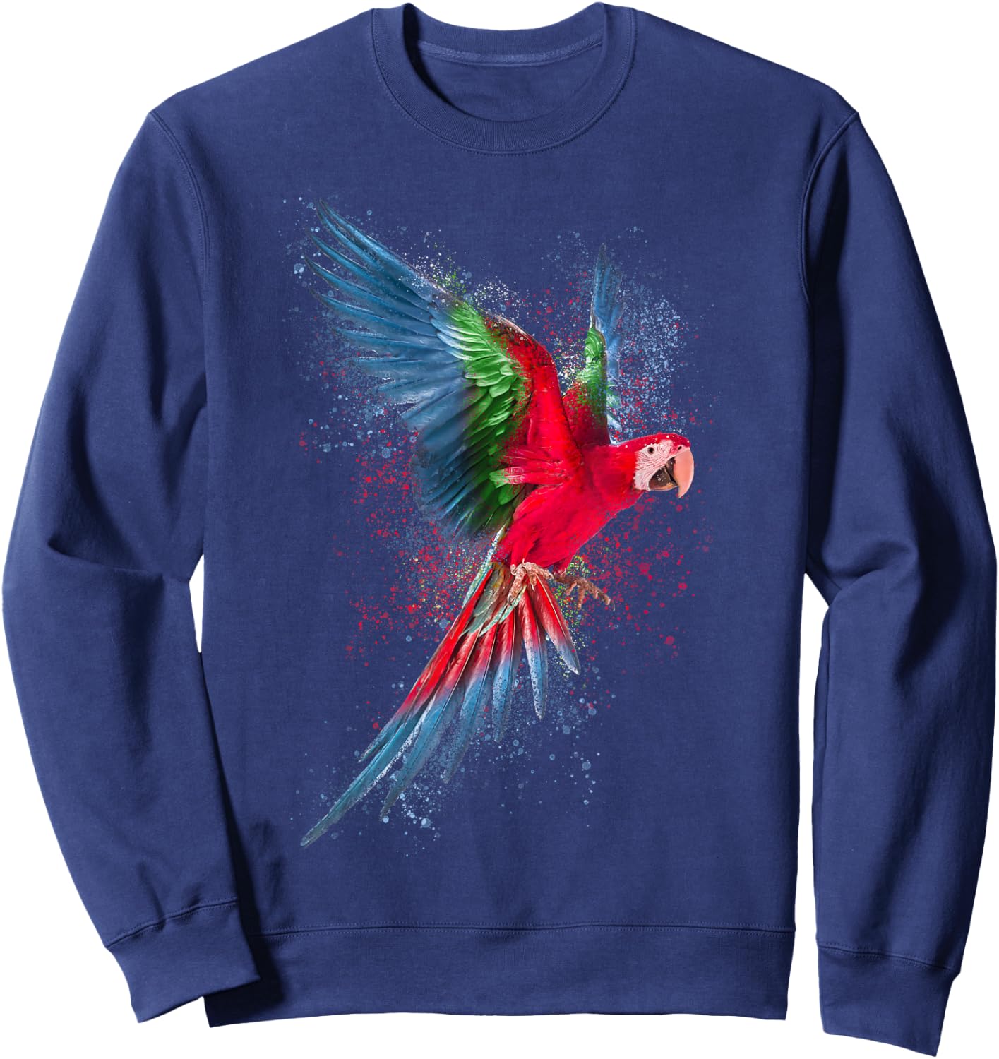 Parrot Colourful Art Animal Design Bird Animal , black Sweatshirt - Sweatshirt | Navy