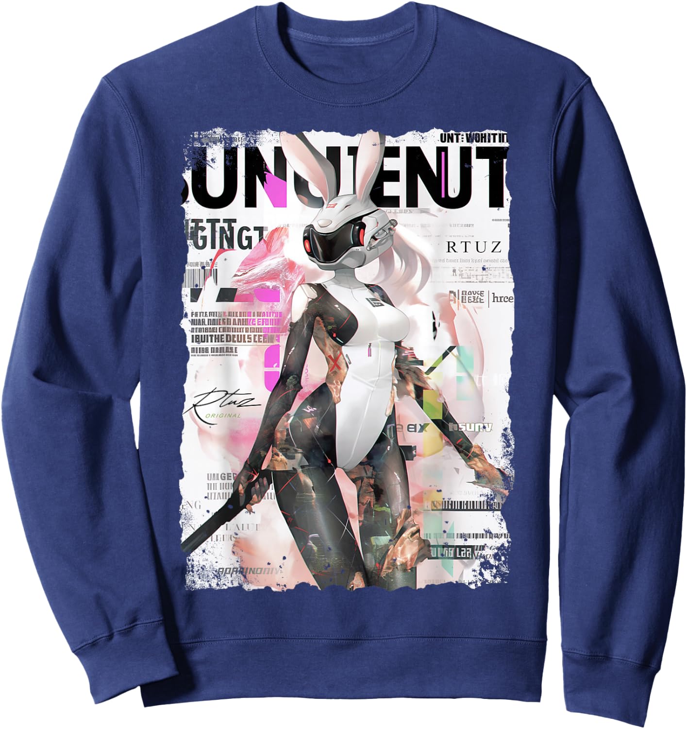 Magazin Cover Vintage Girl Bunny Collage Sexy Model Pin-up Sweatshirt - Sweatshirt | Navy