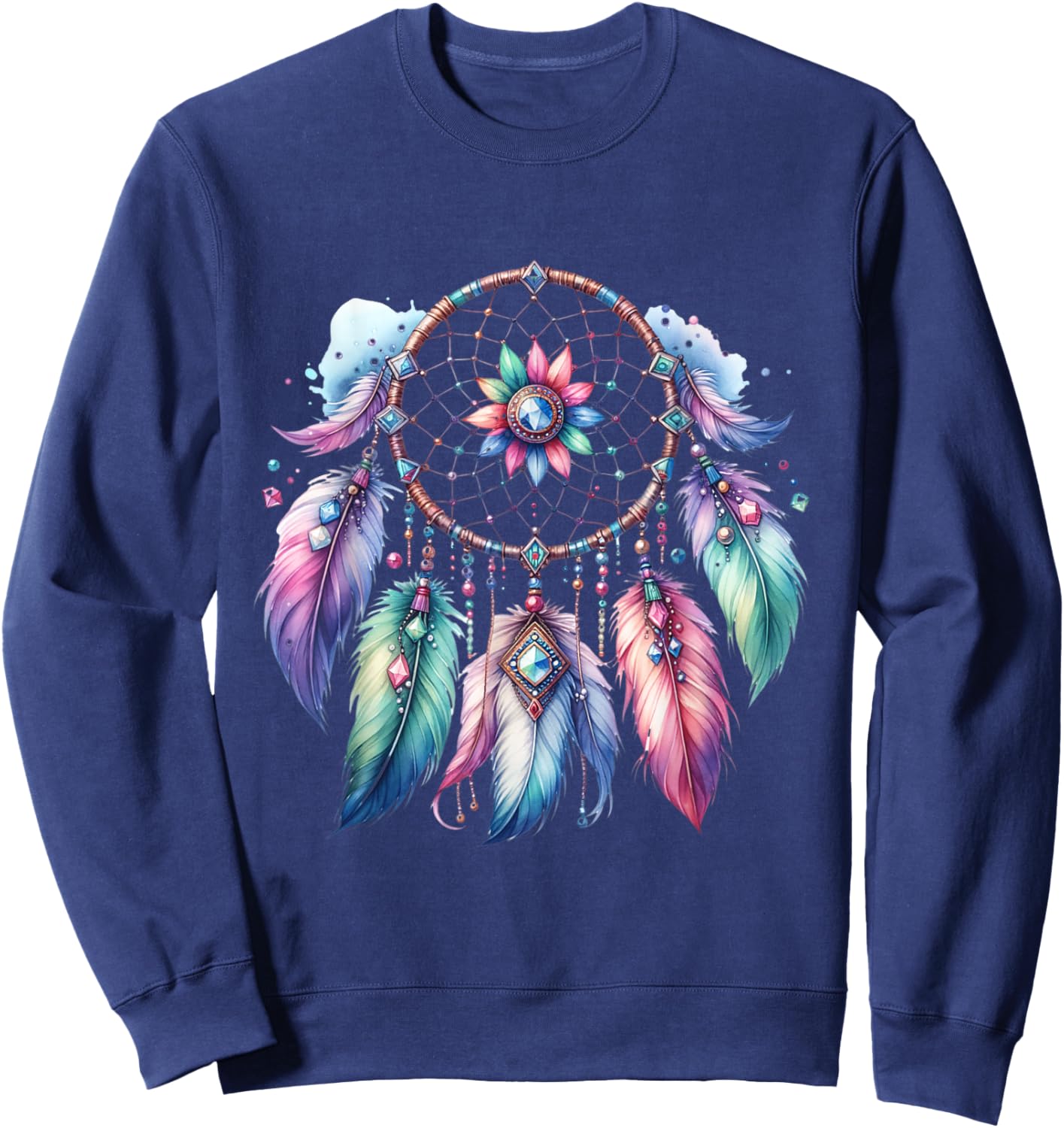 Dream Catcher Boho Feathers Indian Colourful Hippie Esoteric Sweatshirt - Sweatshirt | Navy