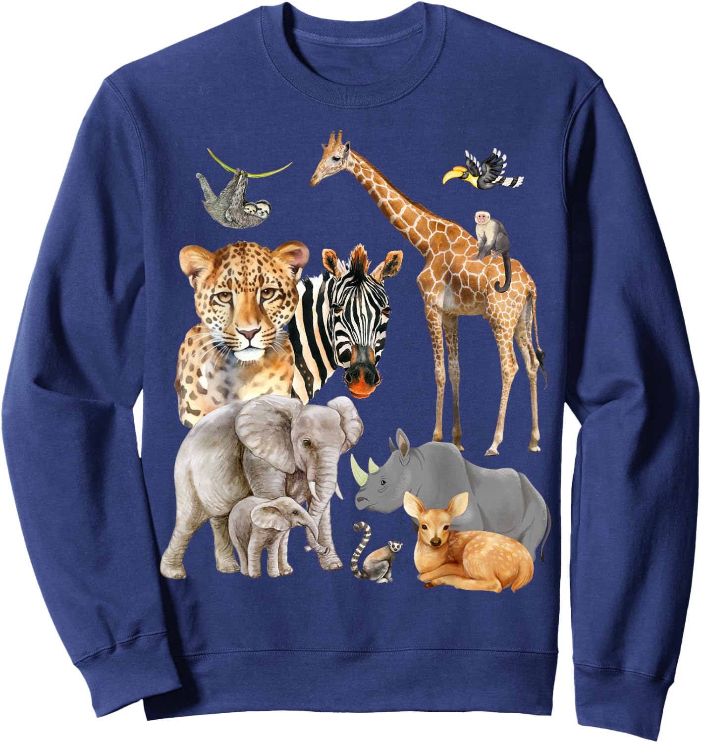 Wildlife Safari Party Animal Design Sweatshirt - Sweatshirt | Navy