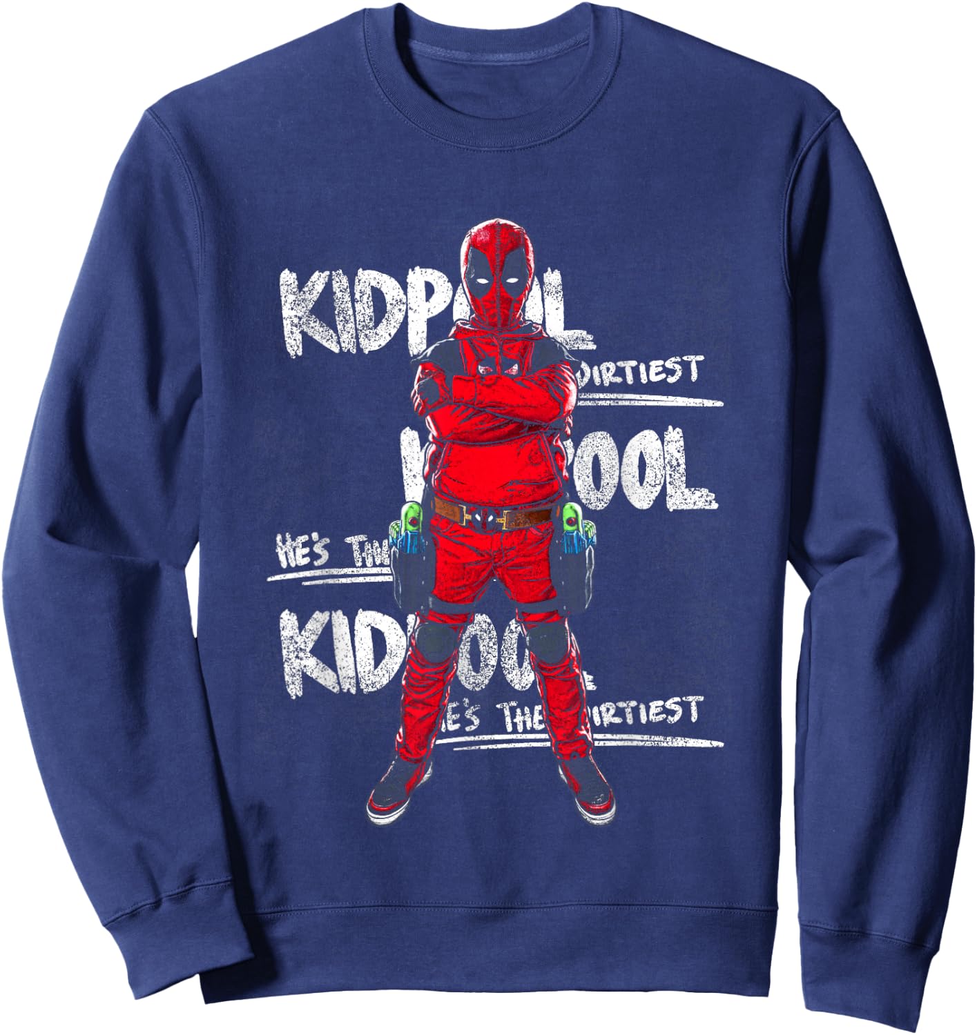 Marvel Deadpool & Wolverine The Dirtiest Kidpool Retro Sweatshirt - Sweatshirt | Navy