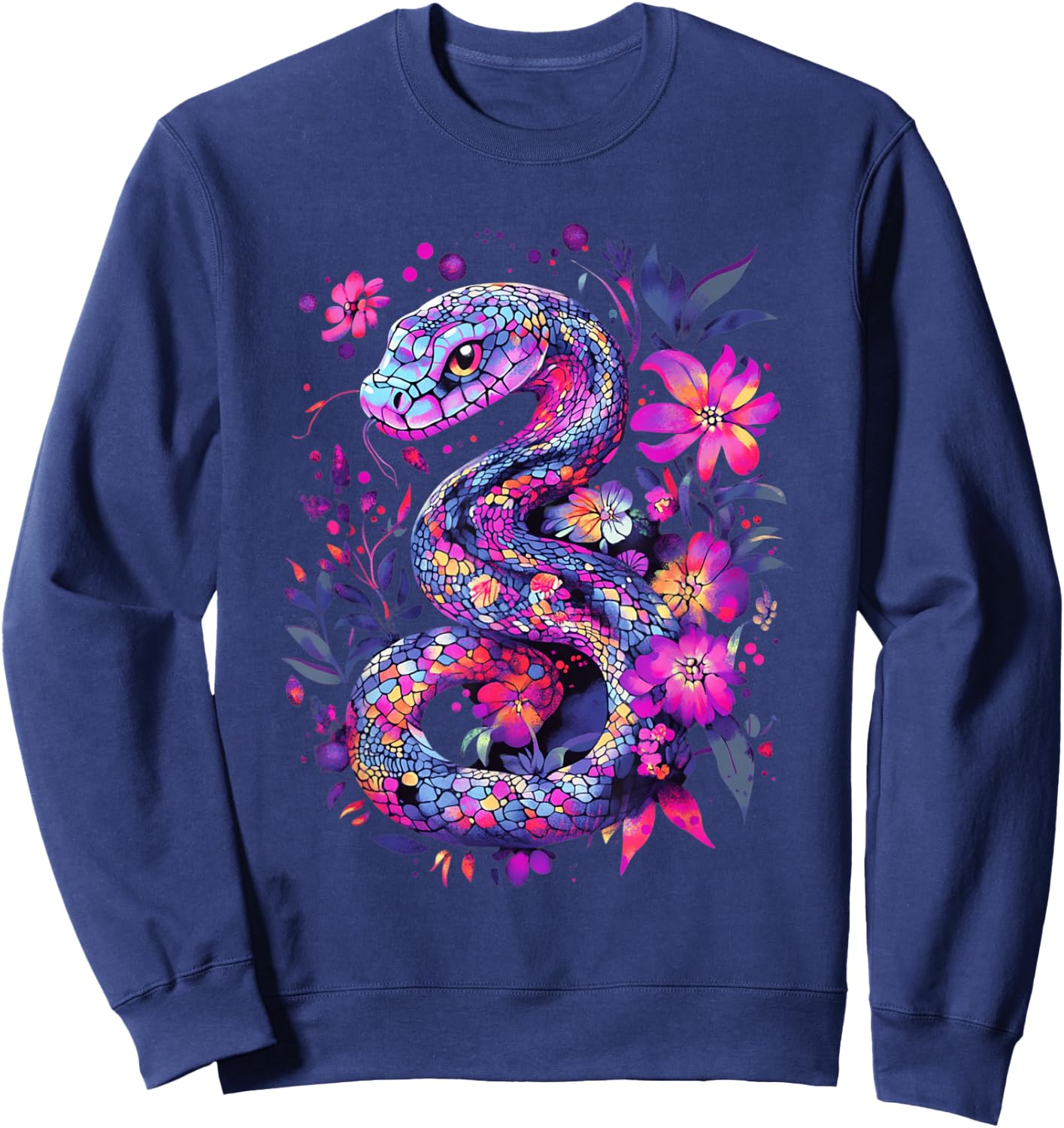 Aesthetic Python Snake Graphic Cute Reptile Women Girls Sweatshirt - Sweatshirt | Navy