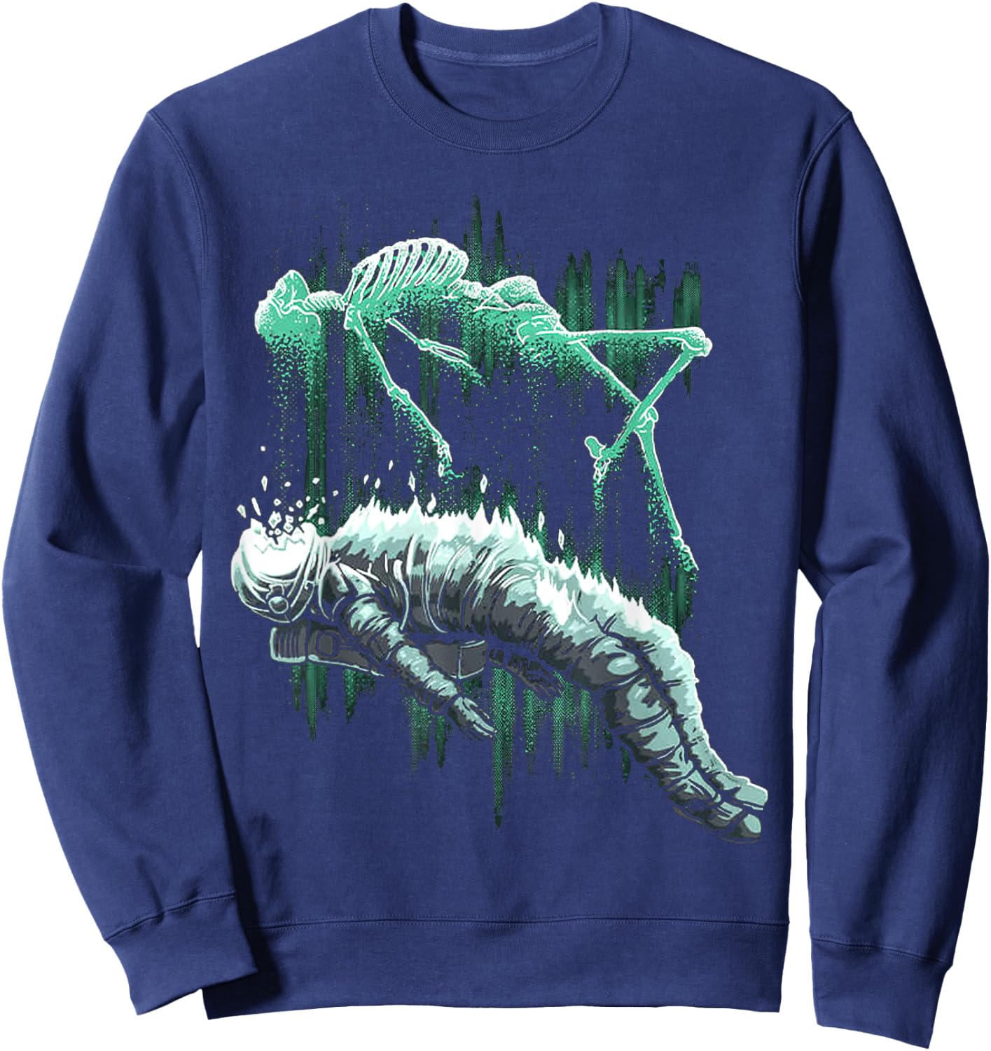 Astral Departure Glow-in-the-Dark Vintage Astronaut Sweatshirt - Sweatshirt | Navy