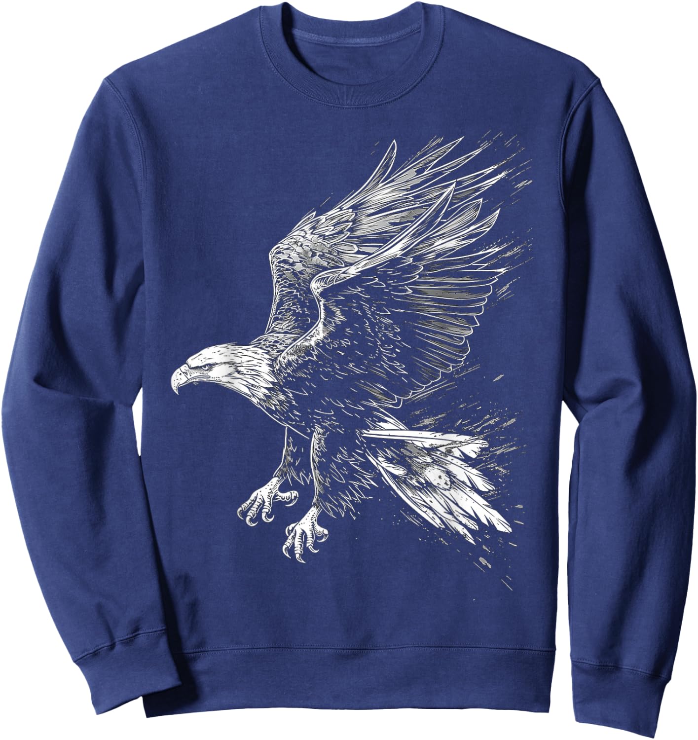 Eagle Drawing Animal Art Graphic Eagle , Black, S Sweatshirt - Sweatshirt | Navy
