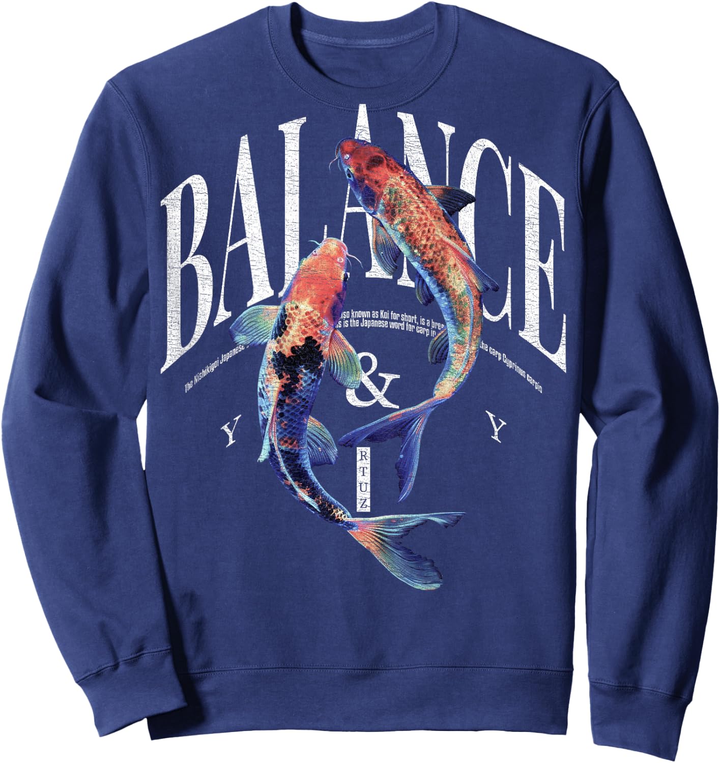 Vintage Graffiti Nishikigoi Fish Backprint Koi Carp , black Sweatshirt - Sweatshirt | Navy