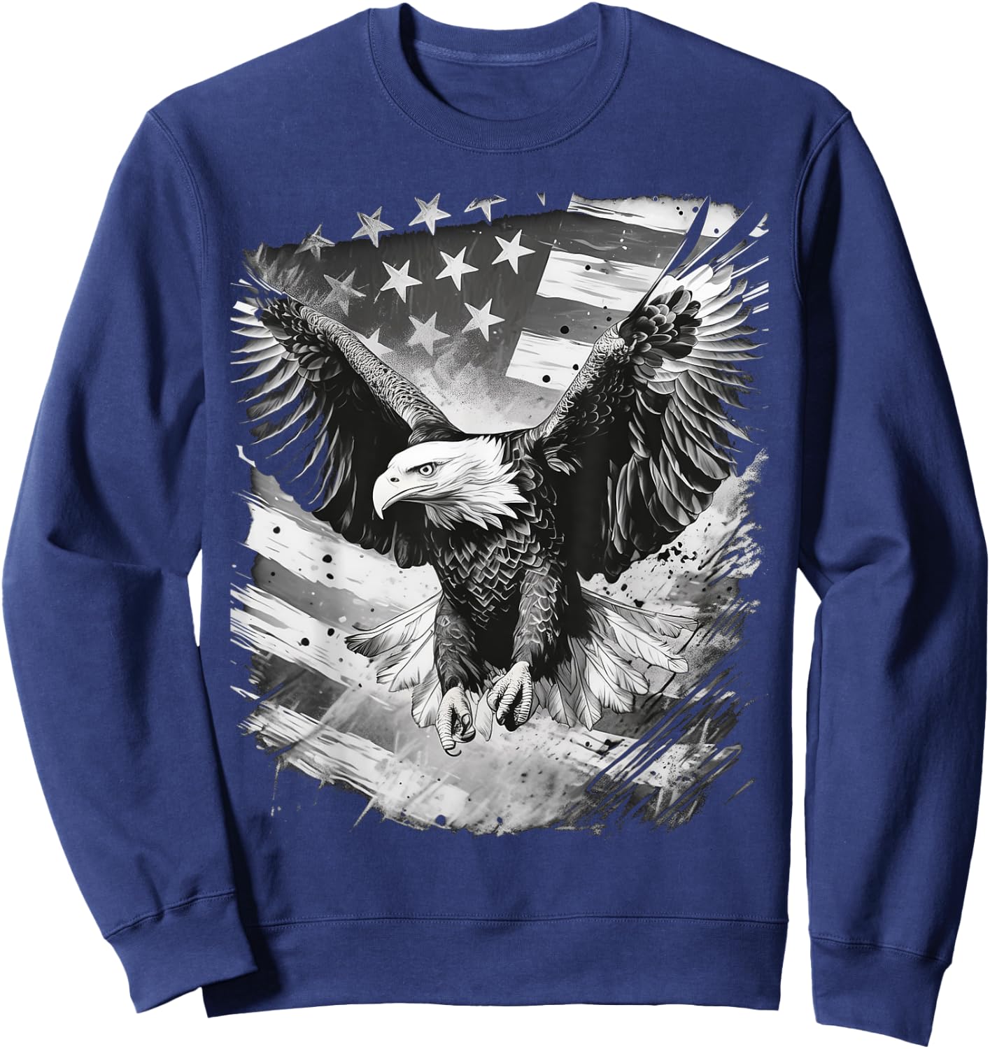 Epic American Flag with Eagle Pattern on USA Background Sweatshirt - Sweatshirt | Navy