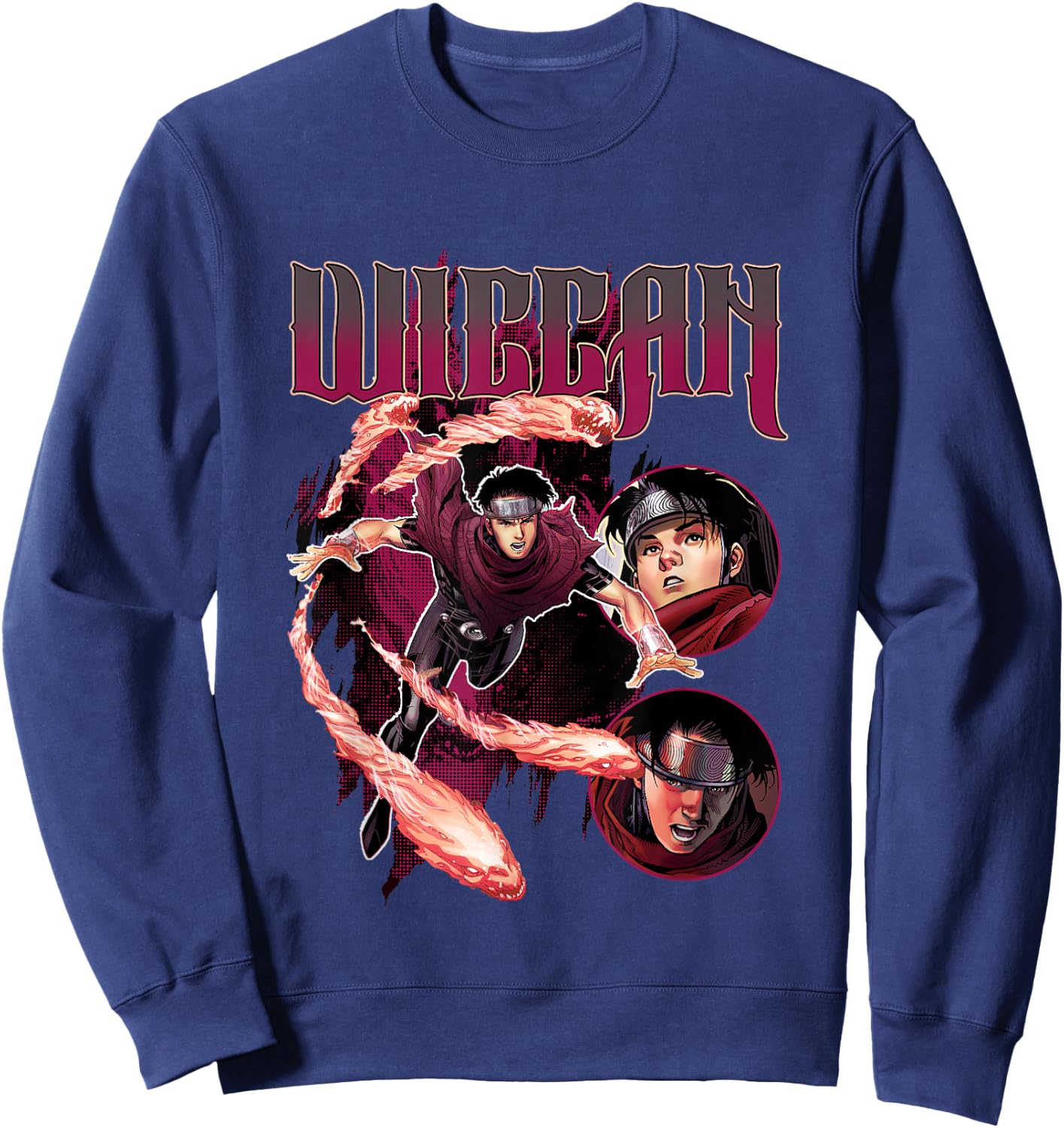 Marvel Universe Classic Wiccan Flames Collage Retro Poster Sweatshirt - Sweatshirt | Navy