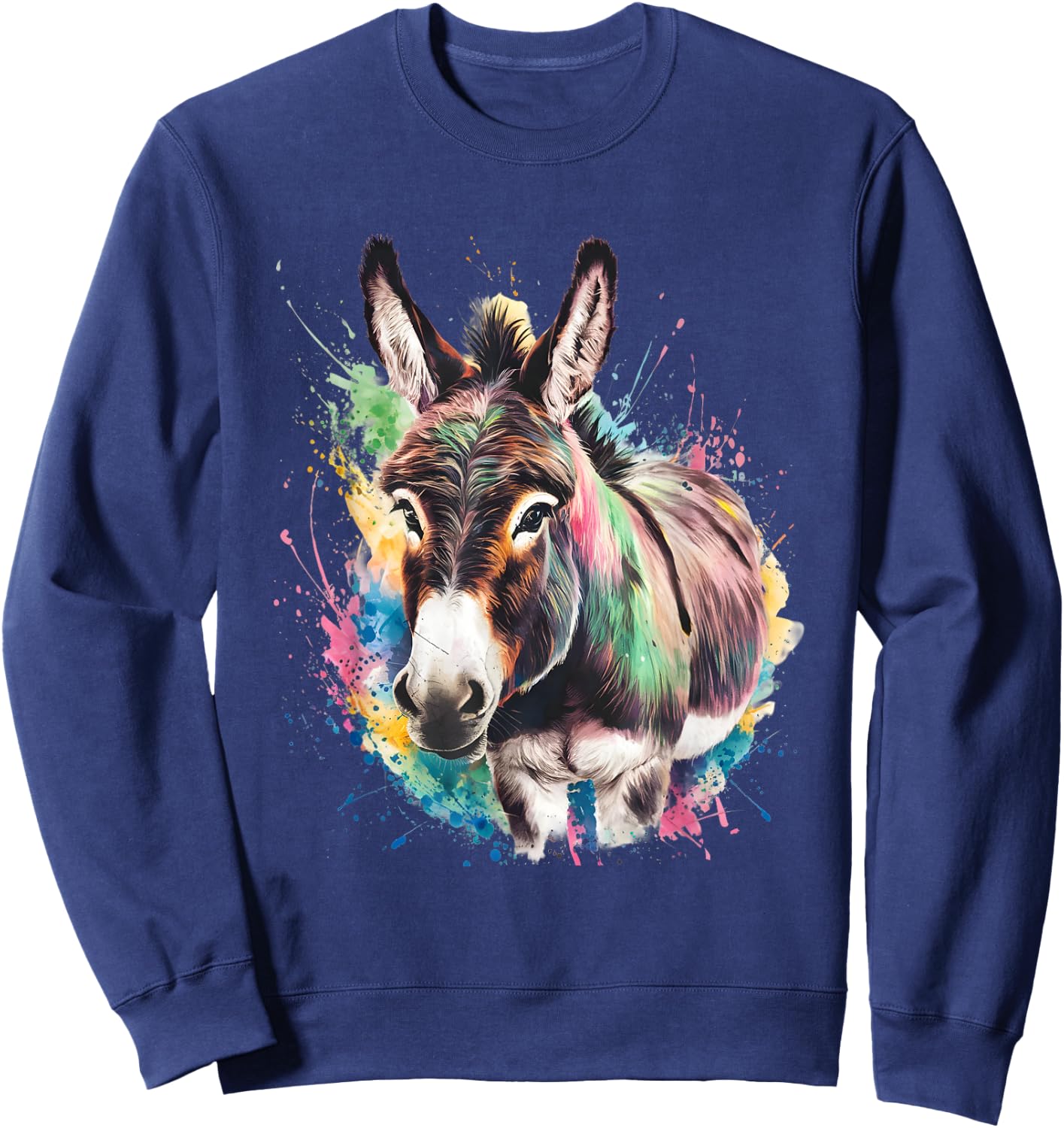 Donkey Men's Women's Colourful Watercolour Donkey , black Sweatshirt - Sweatshirt | Navy