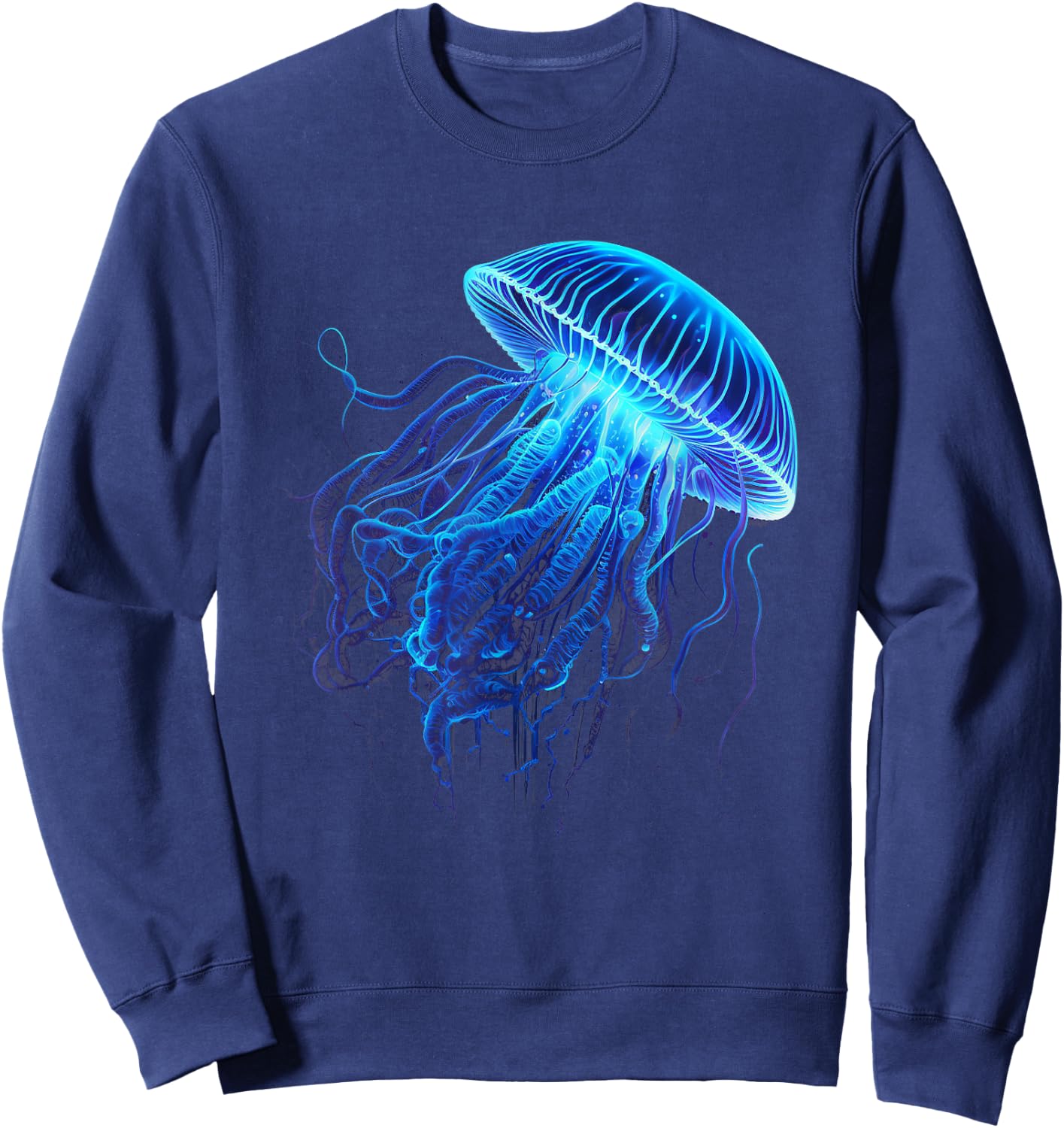 Blue sea jellyfish Medusa ear jellyfish sea creature Sweatshirt - Sweatshirt | Navy