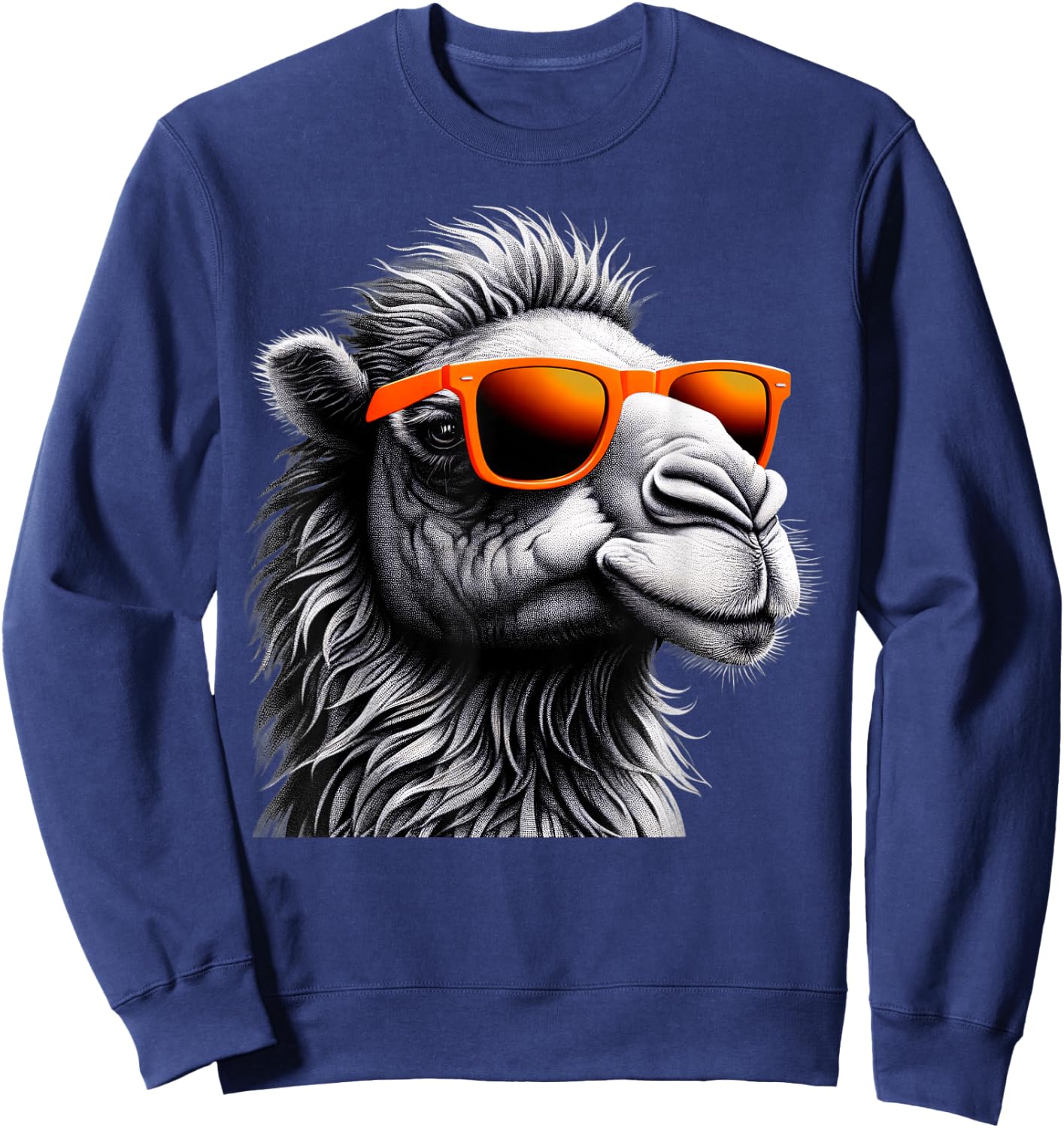 Cool Camel Wearing Sunglasses Graphic Art Sweatshirt - Sweatshirt | Navy