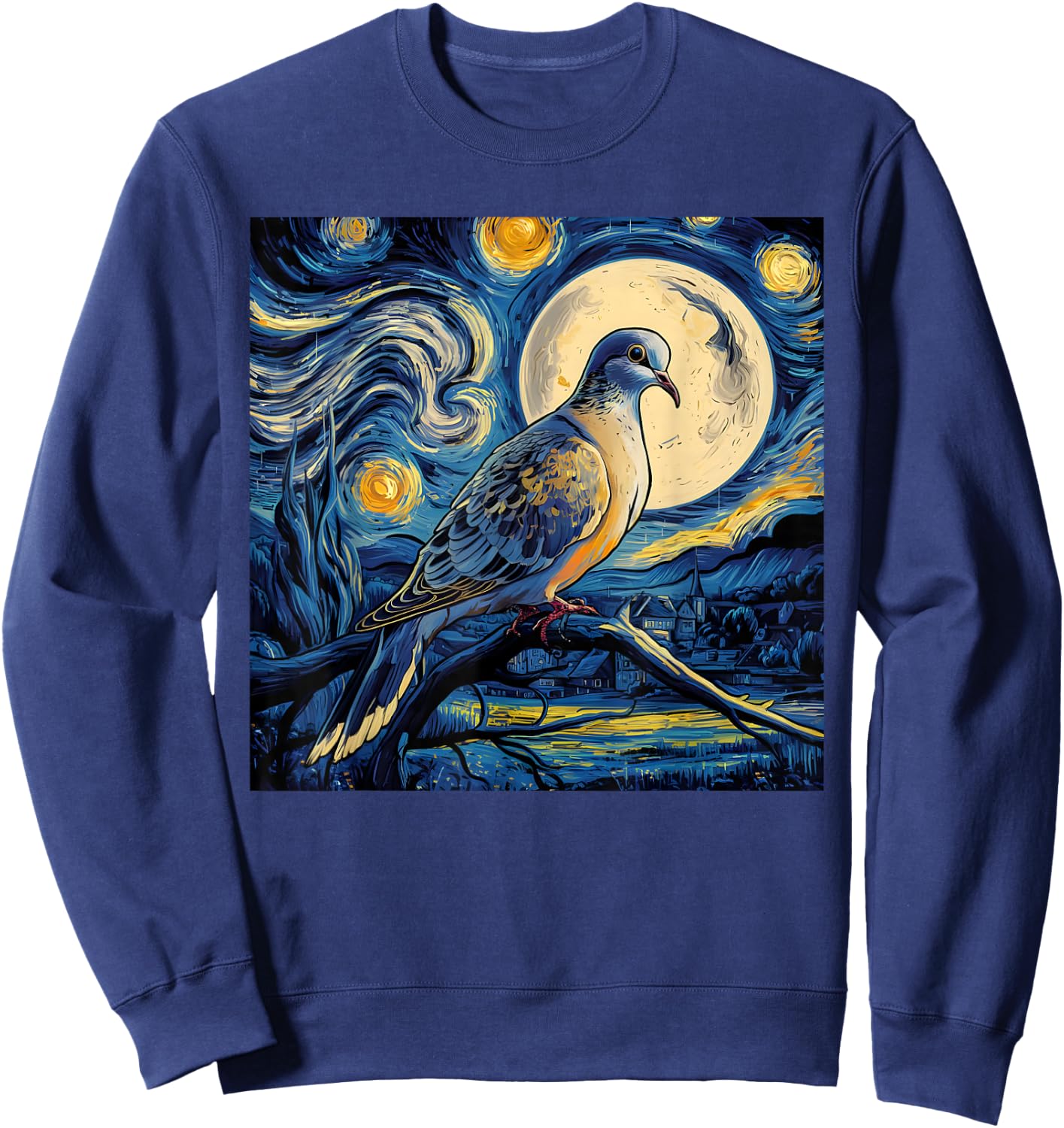 Mourning Dove Bird Lover Starry Night Van Gogh Bird Watchers Sweatshirt - Sweatshirt | Navy