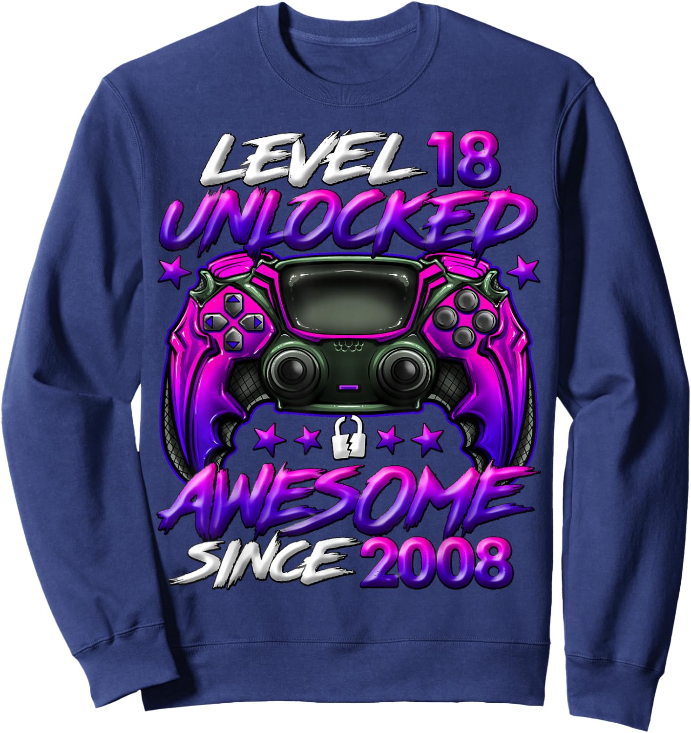Level 18 Unlocked 18 Year Old Gifts Boys 18th Birthday Boy Sweatshirt - Sweatshirt | Navy
